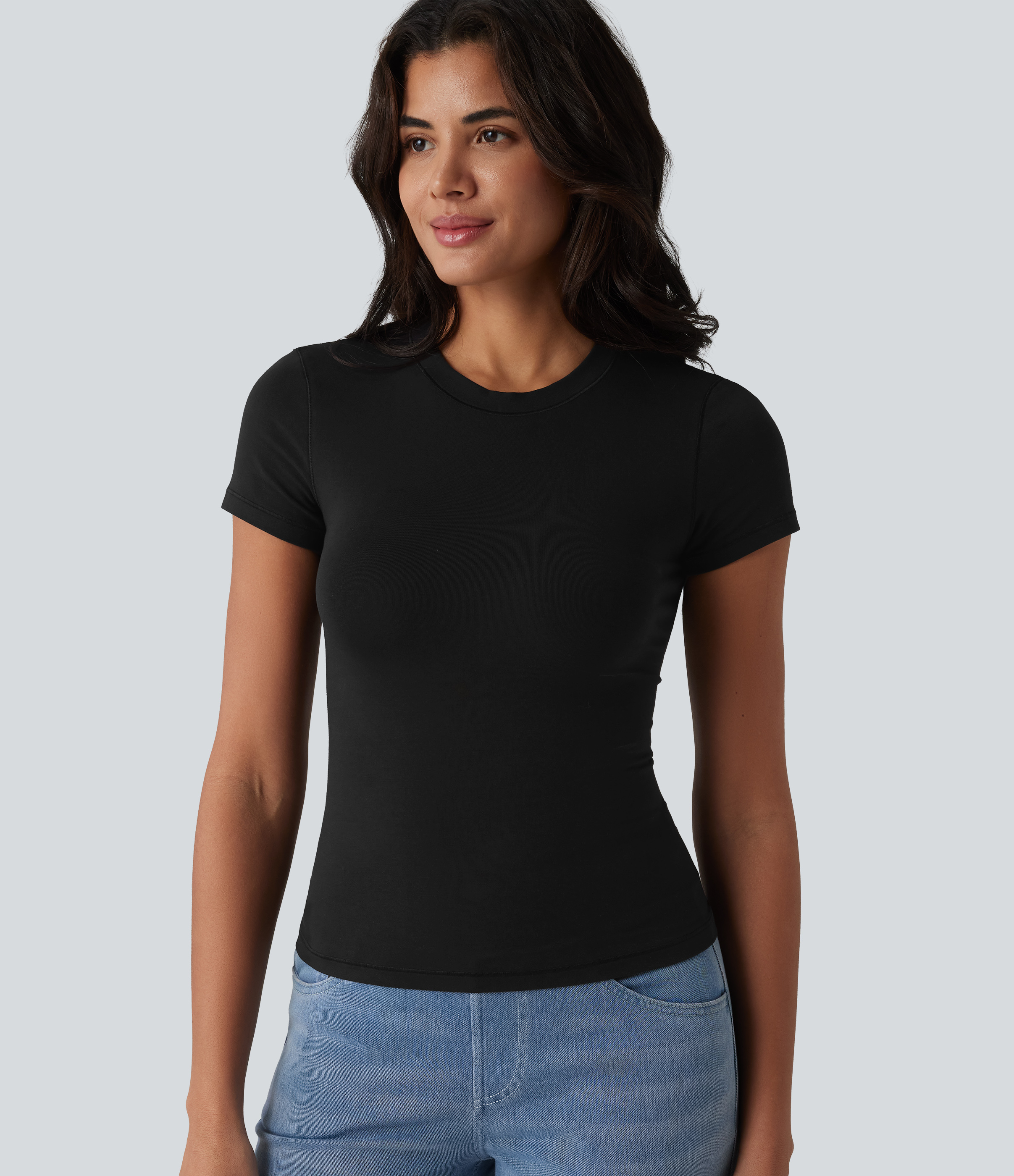 Halara Cotton Jersey Round Neck Short Sleeve Casual T-Shirt