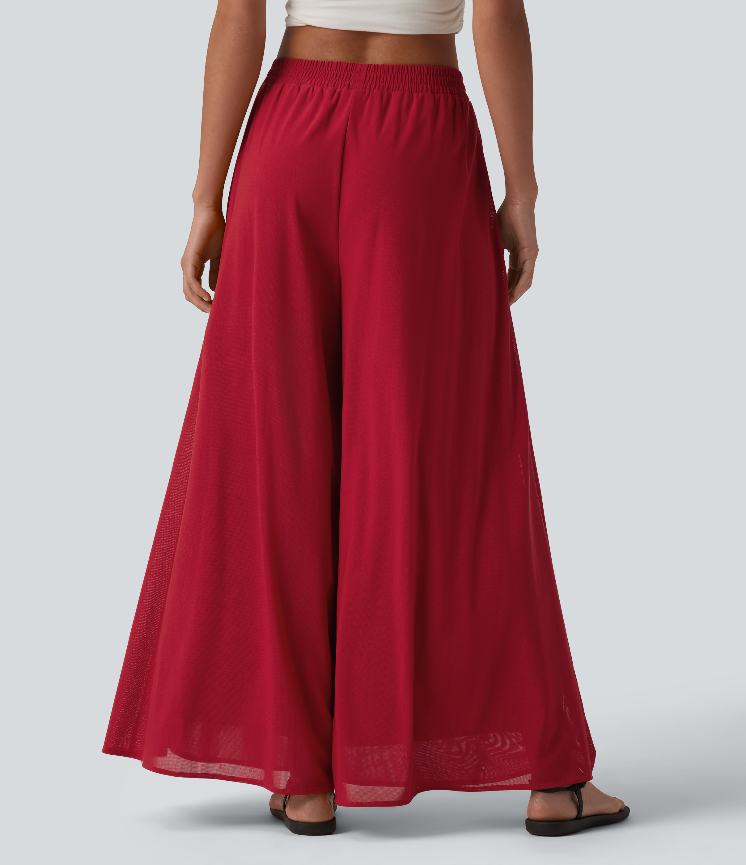 Samba Pantalon fluide et ample avec superposition en mesh, poches latérales et taille haute / 2
