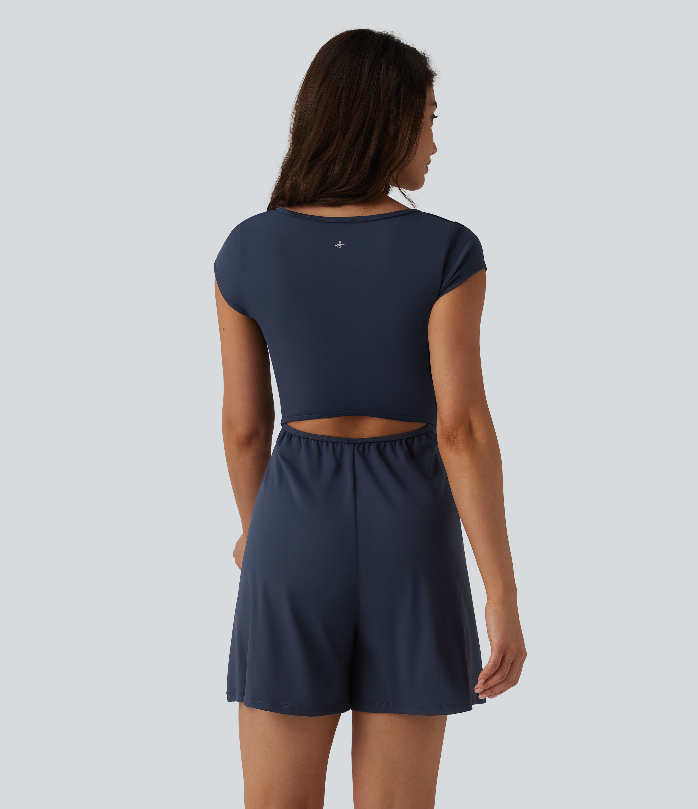 Mood Indigo SoftlyZero™ Airy Short Sleeve Wide Leg InstantCool Yoga Romper with Pockets-Easy Peezy Edition / 2