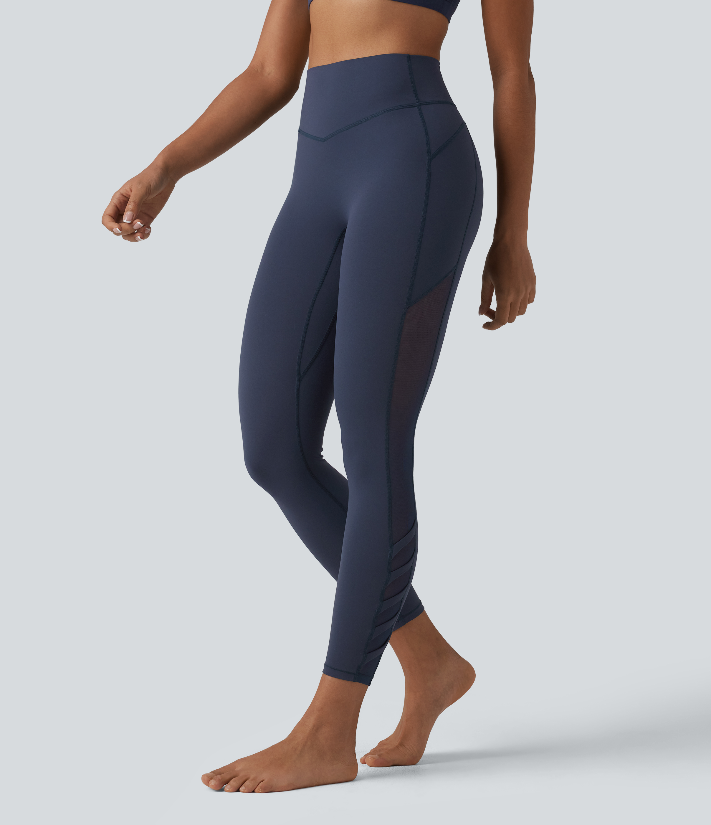 Legging de yoga 7/8 Halara UltraSculpt™ taille haute ventre plat avec empiècements en mesh contrastant et poche