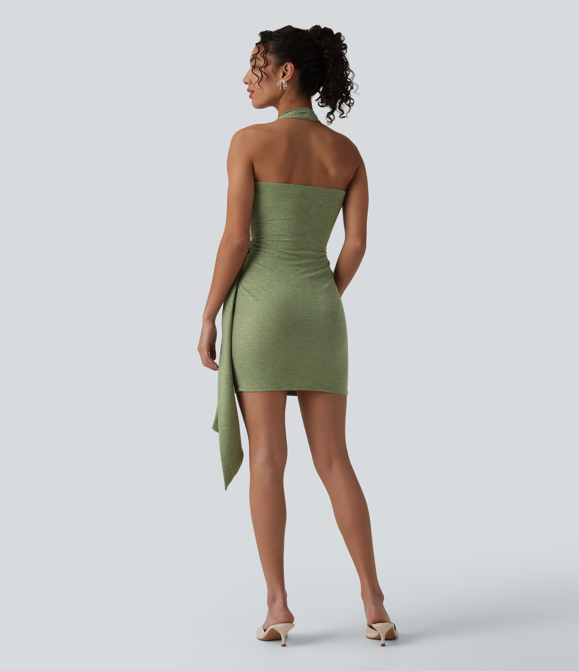bodycon micro mini dress XS Light Green Floral Yarn Halter Bride Dresses Burlington Prom V neckline group:K2128 Men's Size:Large Strapless