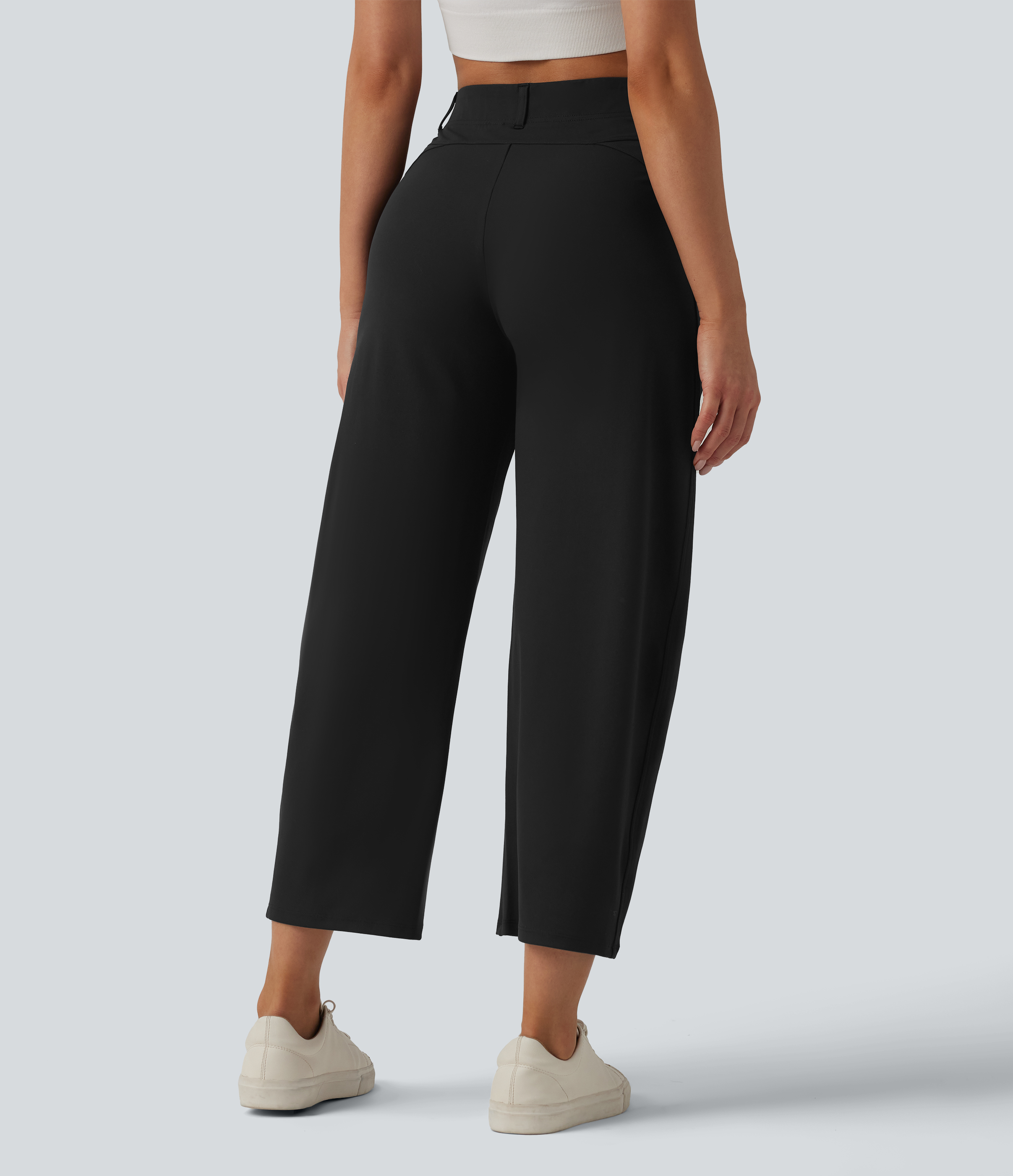 Black Pantalon barrel DayStretch taille haute avec poches / 2