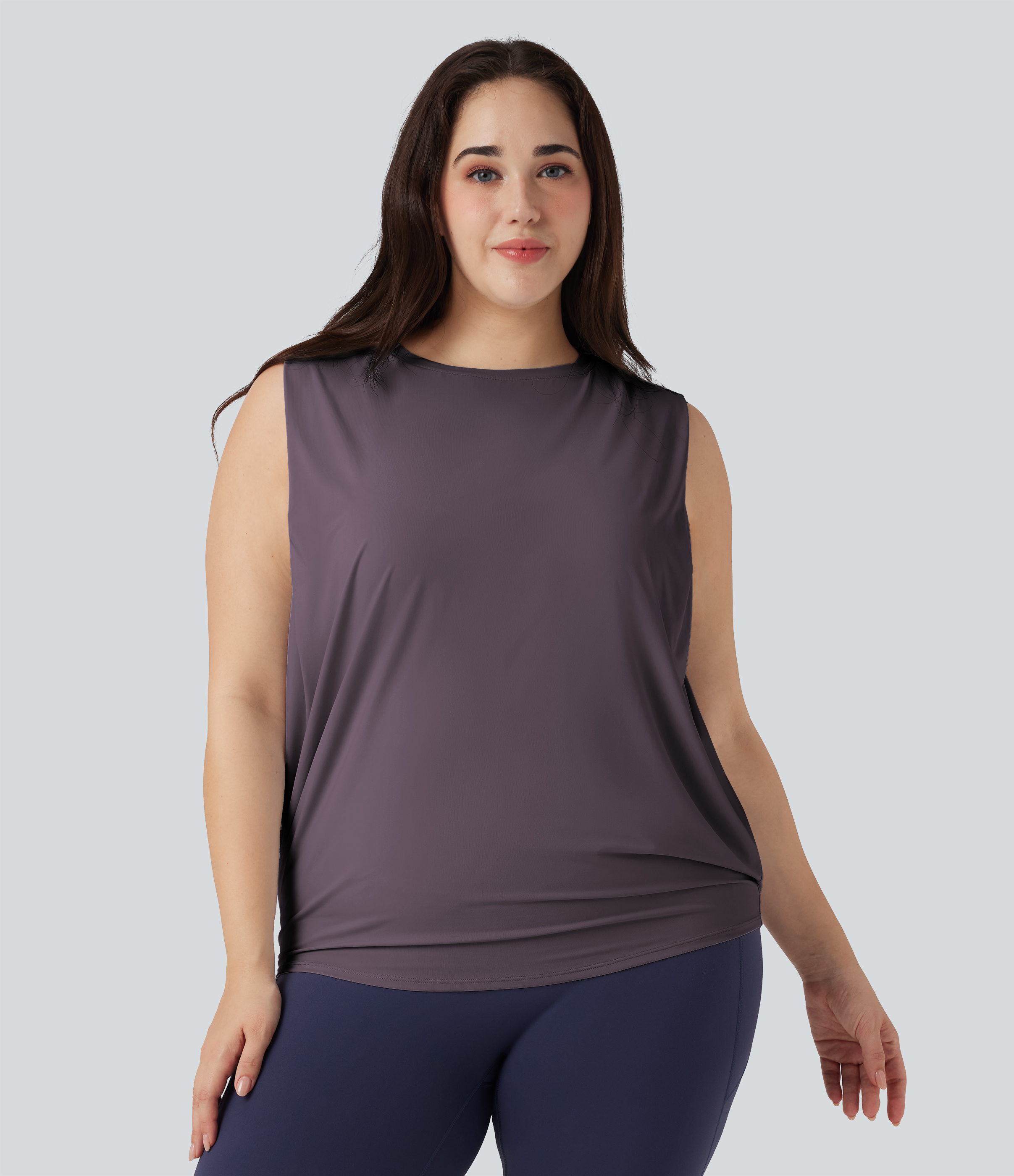 Débardeur de yoga grande taille à encolure ronde 'Cool Touch' - UPF50+