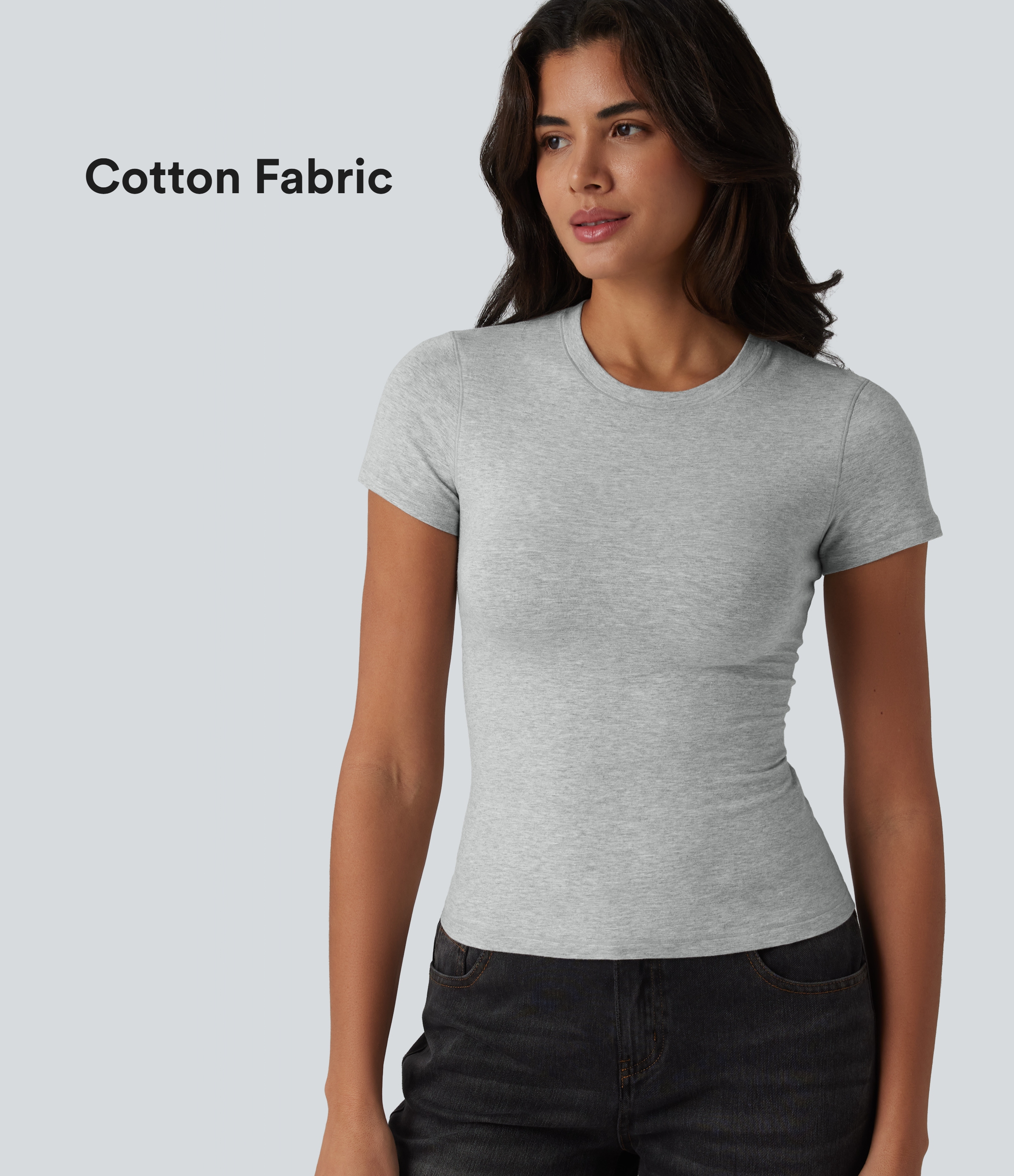 Halara Cotton Jersey Round Neck Short Sleeve Casual T-Shirt