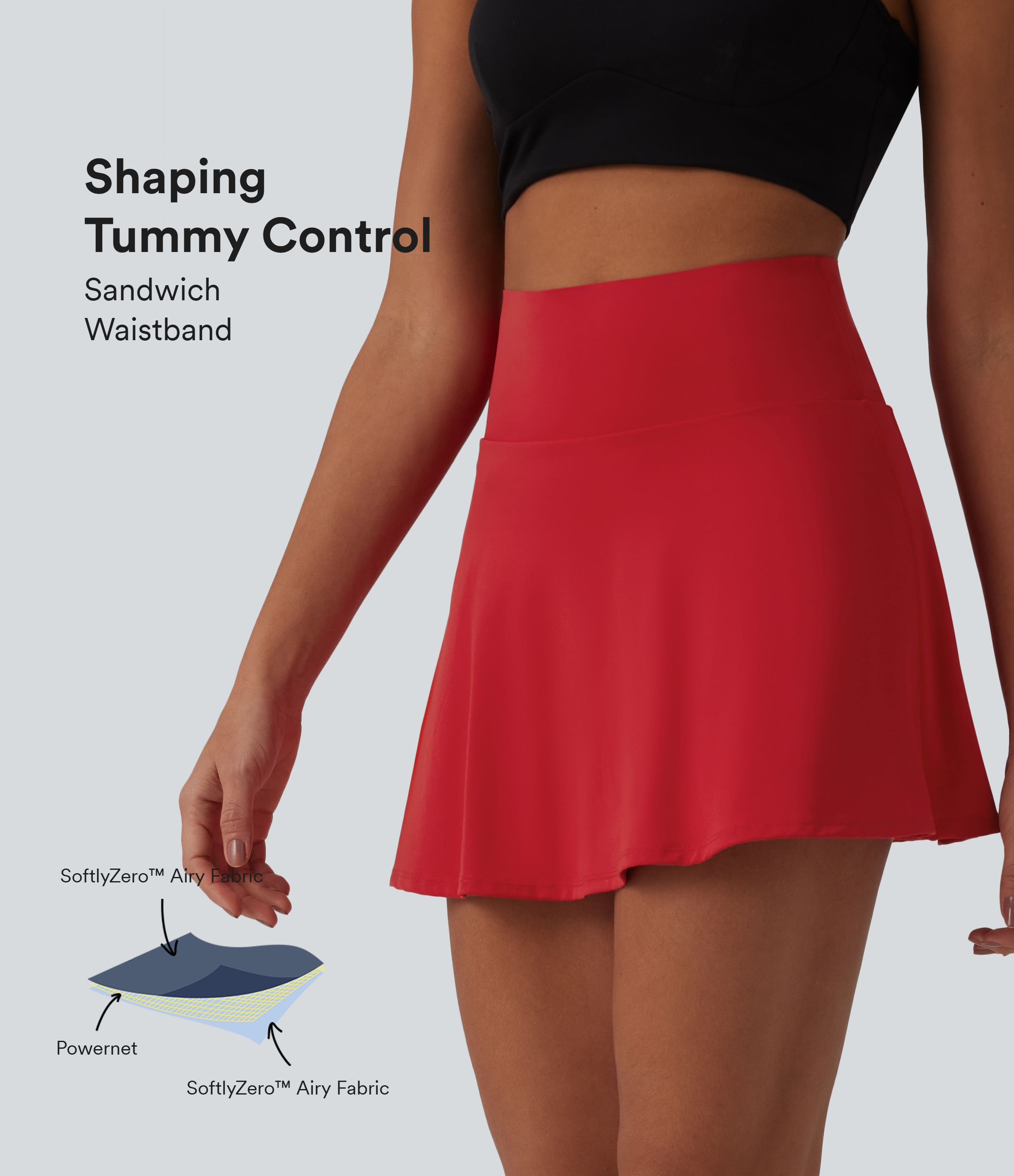 SoftlyZero™ Airy High Waisted Tummy Control 2-in-1 Cool Touch Mini Tennis Skirt with Pockets-UPF50+