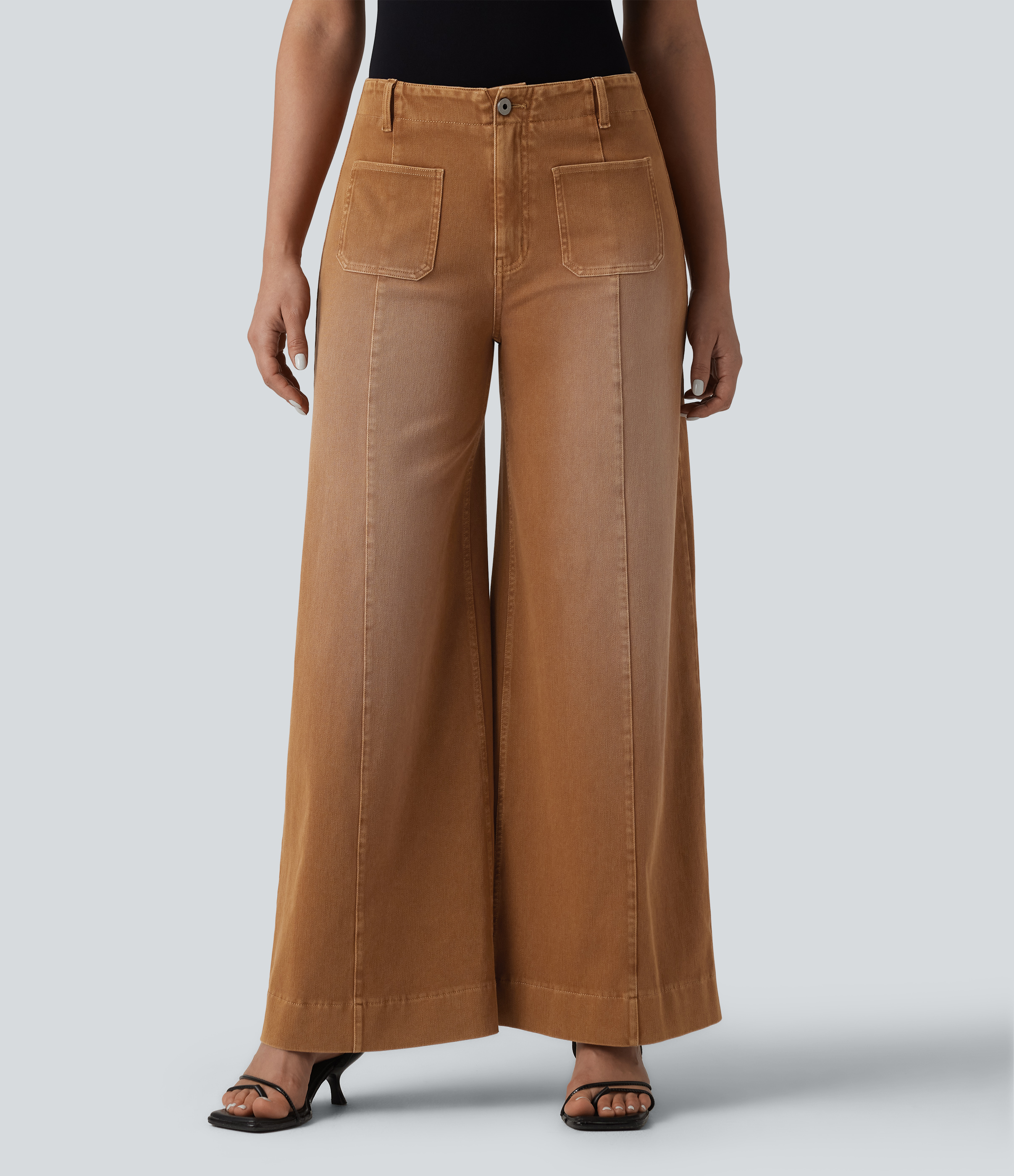 Jean large Halara Flex™ décontracté coloré, taille haute, avec poches