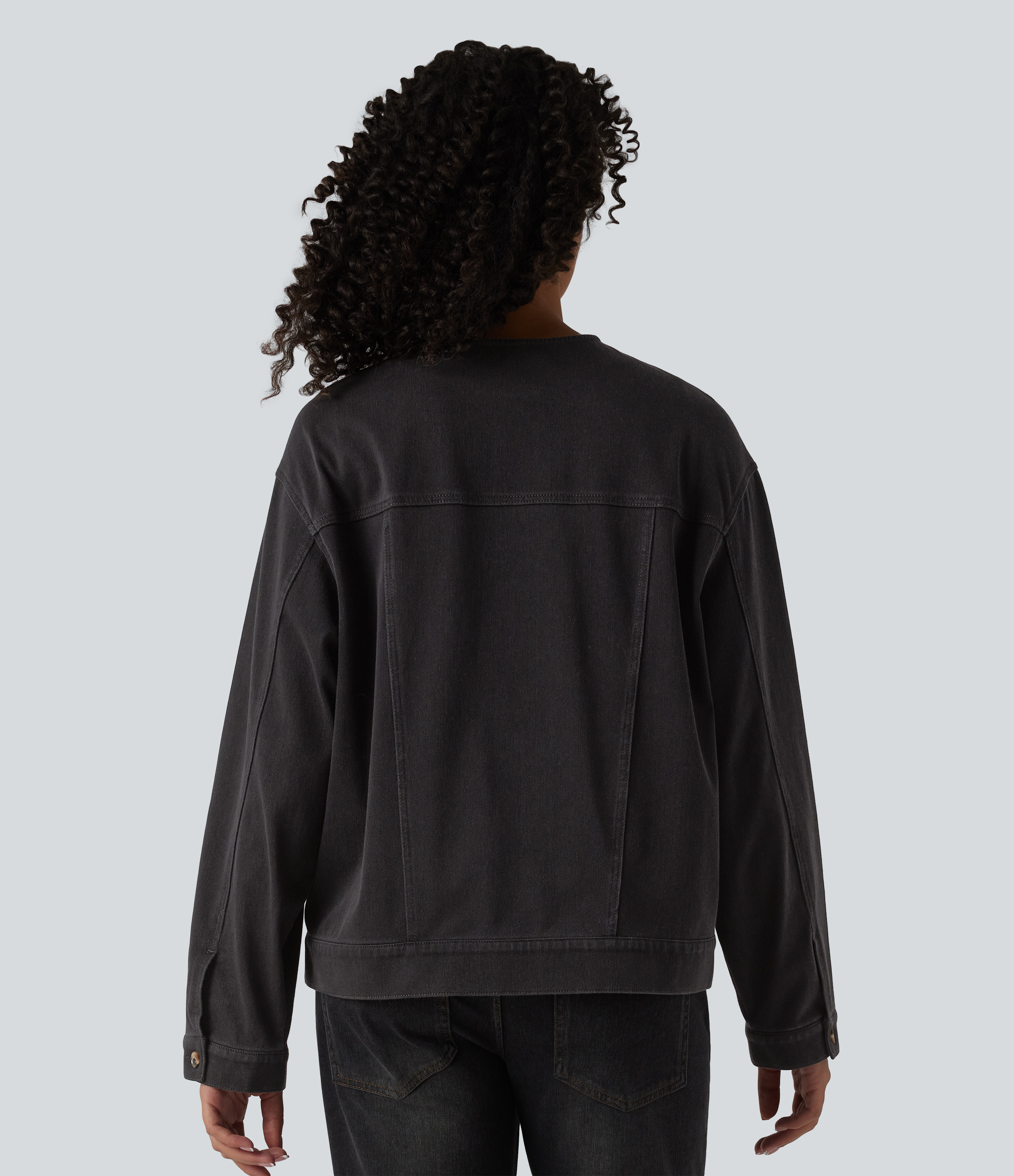 Phantom Denim Halara Flex™ Chaqueta vaquera casual de manga larga con cuello redondo y bolsillos / 2