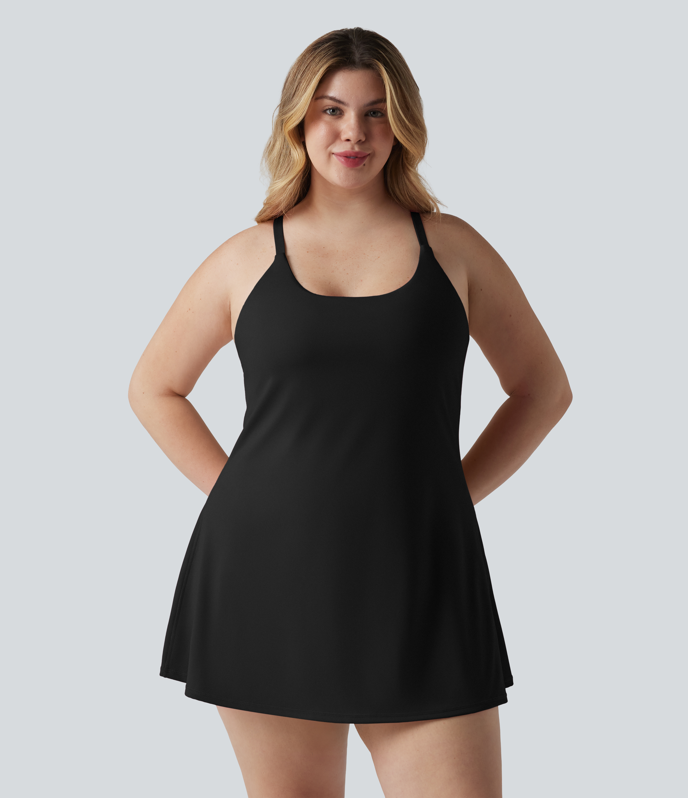 SoftlyZero™ Plush Push-Up Adjustable Straps Crisscross Backless Built-in Bra Dance Plus Size Active Dress-Easy Peezy Edition