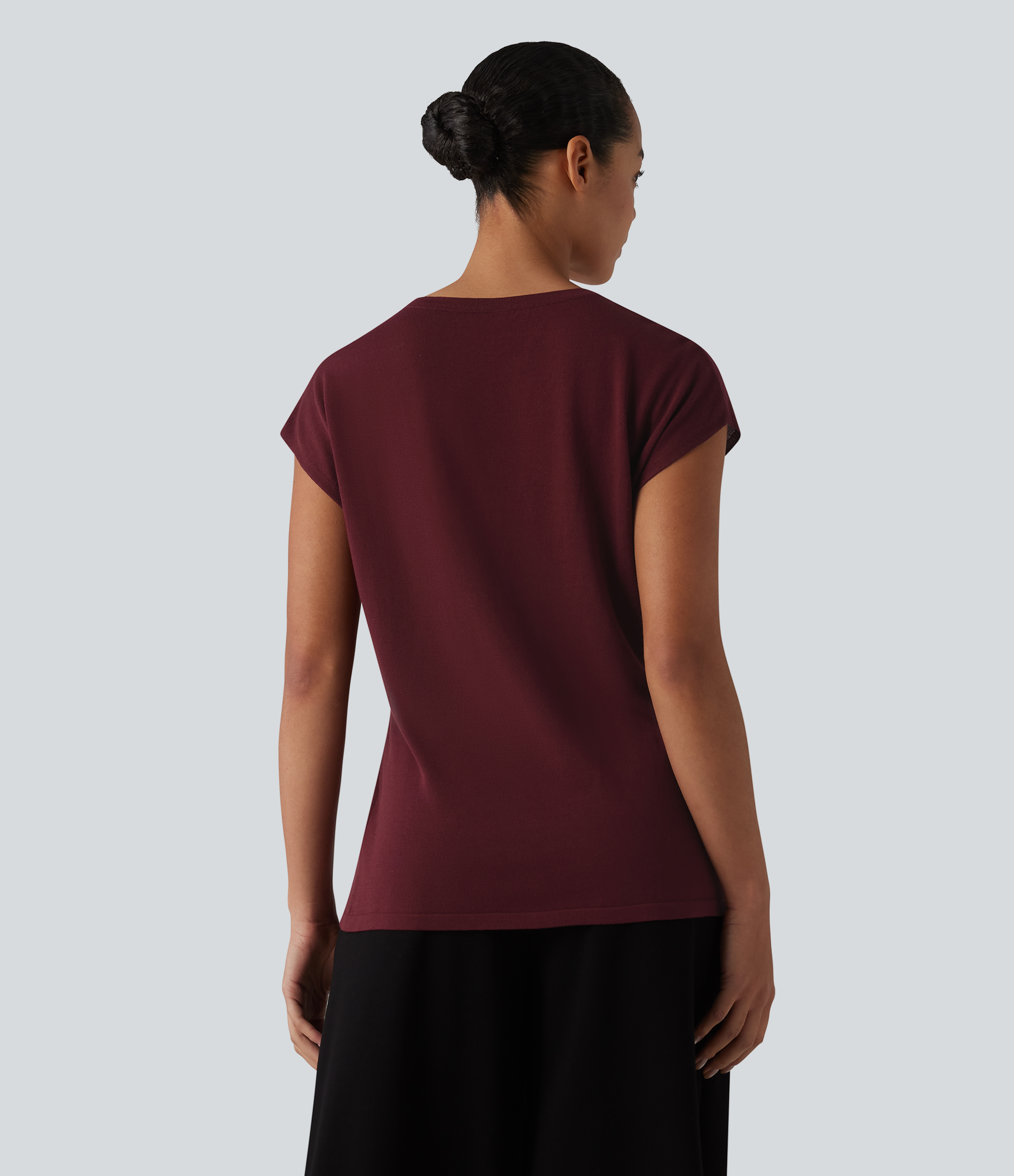 Cardinal Red V Neck Short Sleeve Work Sweater / 2