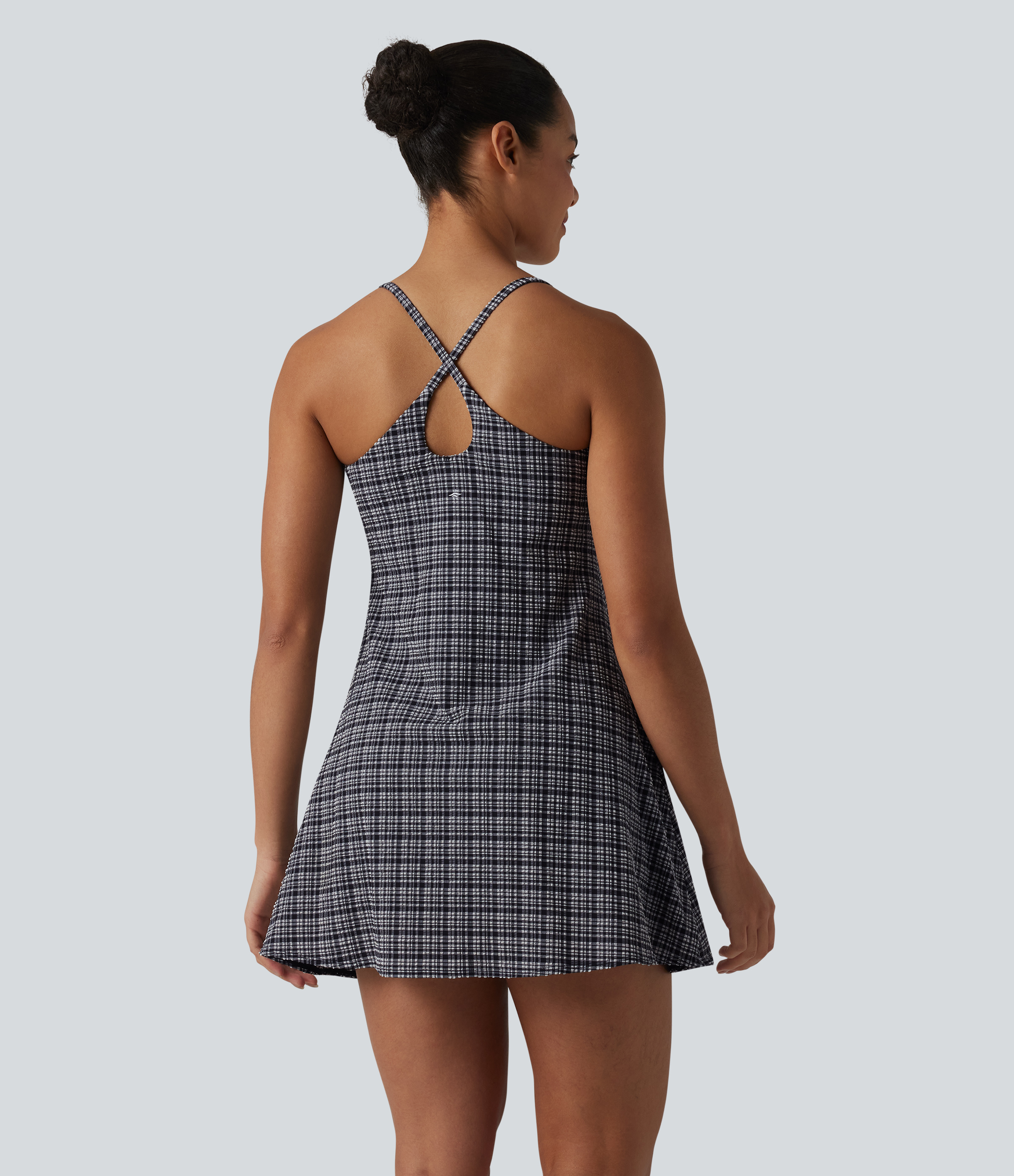 Ink-Snow Weave Plaid 2-in-1 Tennis-Minikleid mit Seitentaschen und Karomuster - schnelltrocknend, Easy Peezy Edition / 2