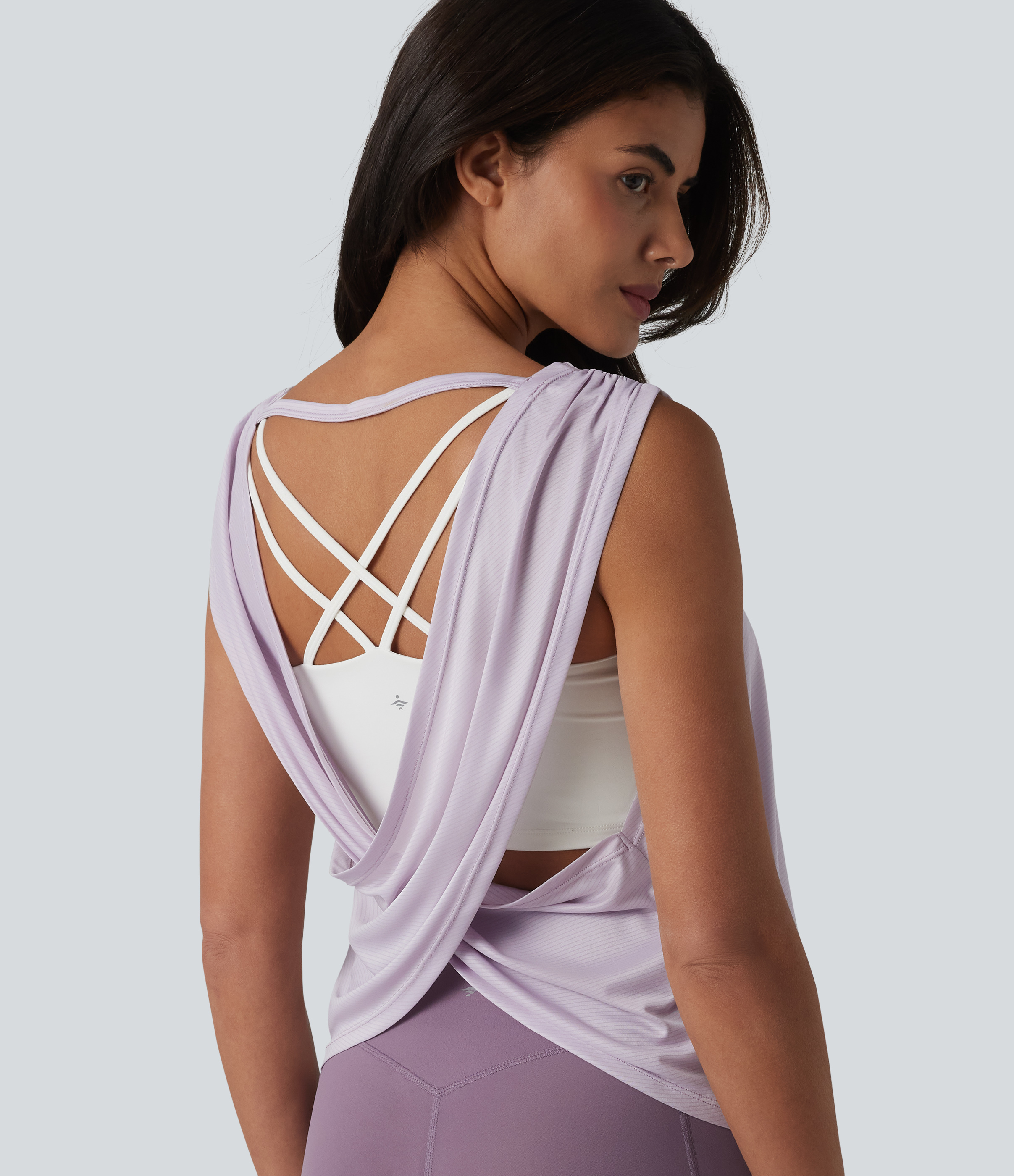 Crisscross Backless Ruched Yoga Tank Top