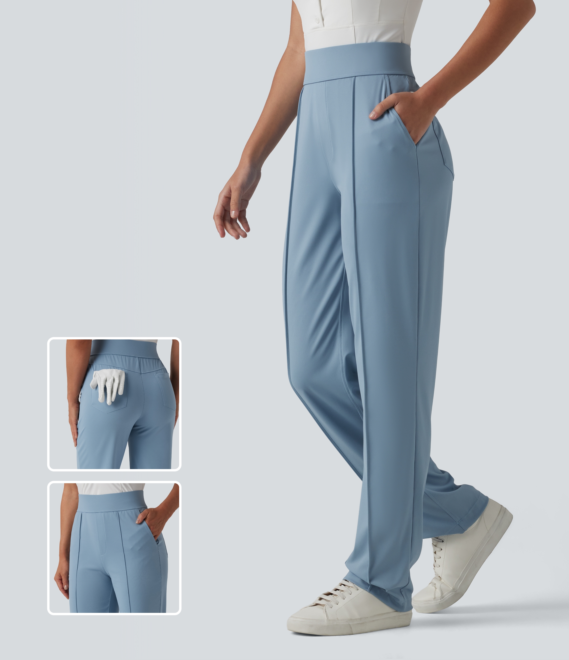  High Waisted Quick Dry Golf Pants with Pockets-Golf Tee-UPF40+
