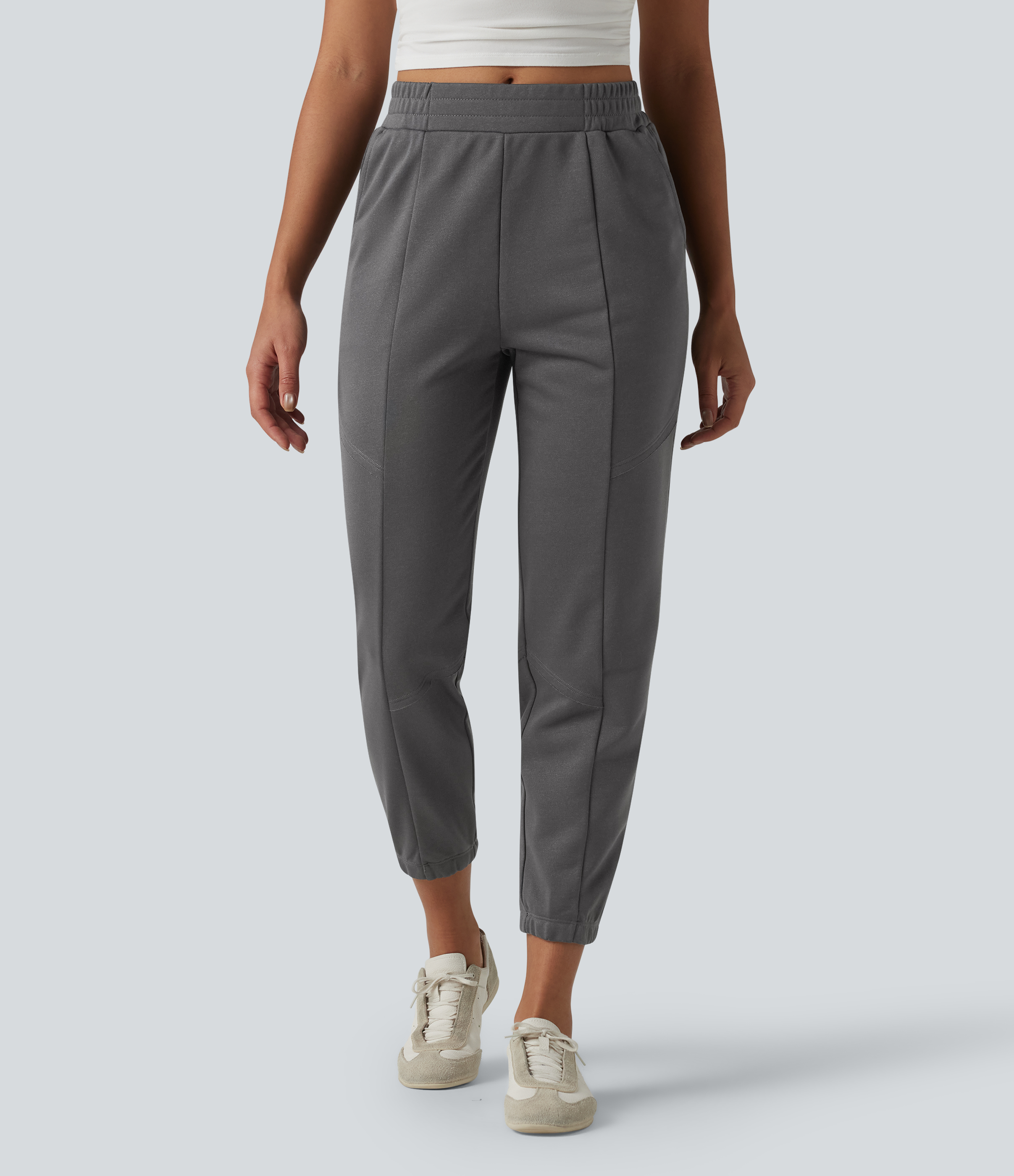Mid Rise Tapered Casual Sweatpants With Pockets