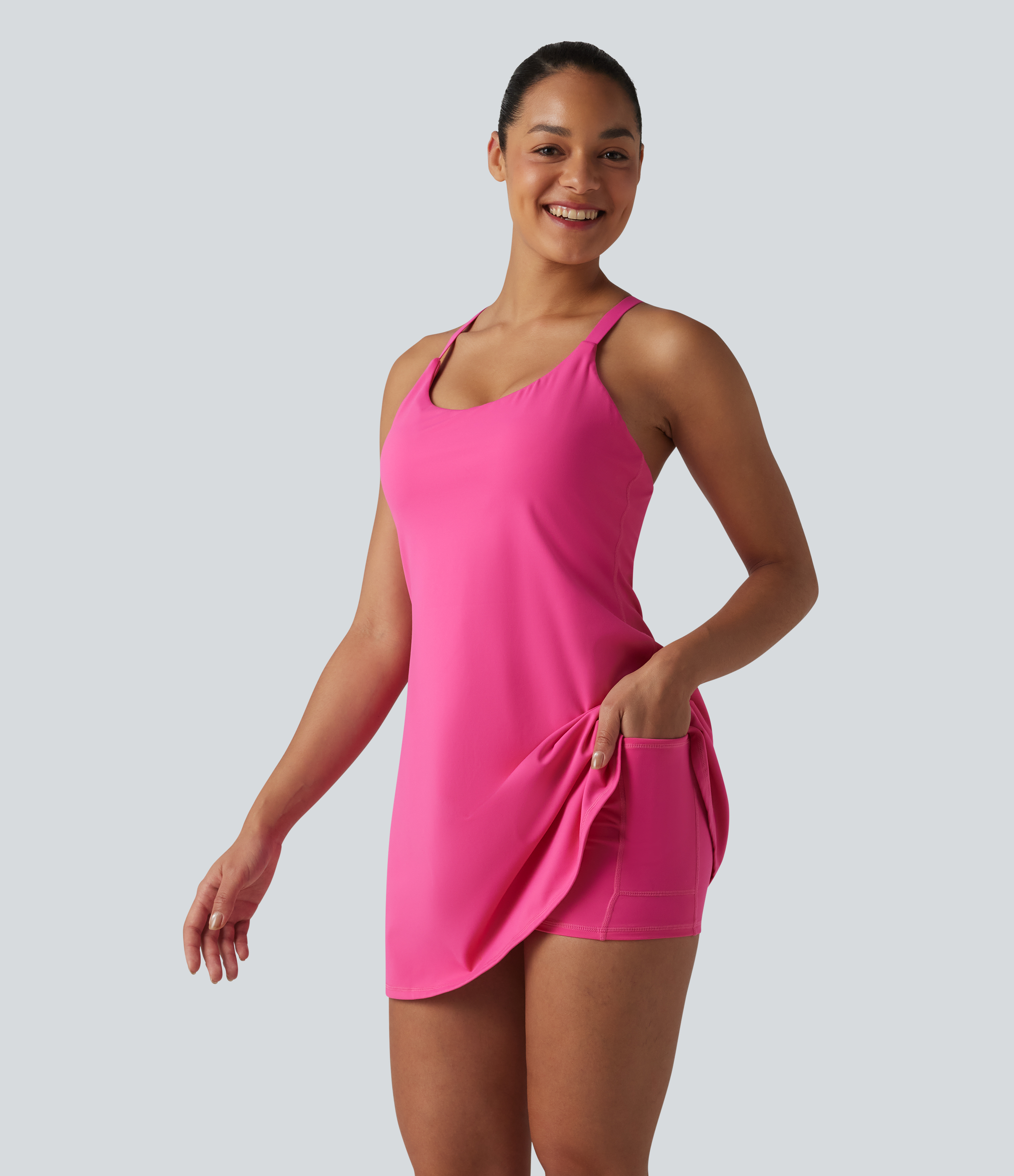 SoftlyZero™ Plush Push-Up Adjustable Straps Crisscross Backless Built-in Bra Dance Active Dress DD-F Cups-Easy Peezy Edition