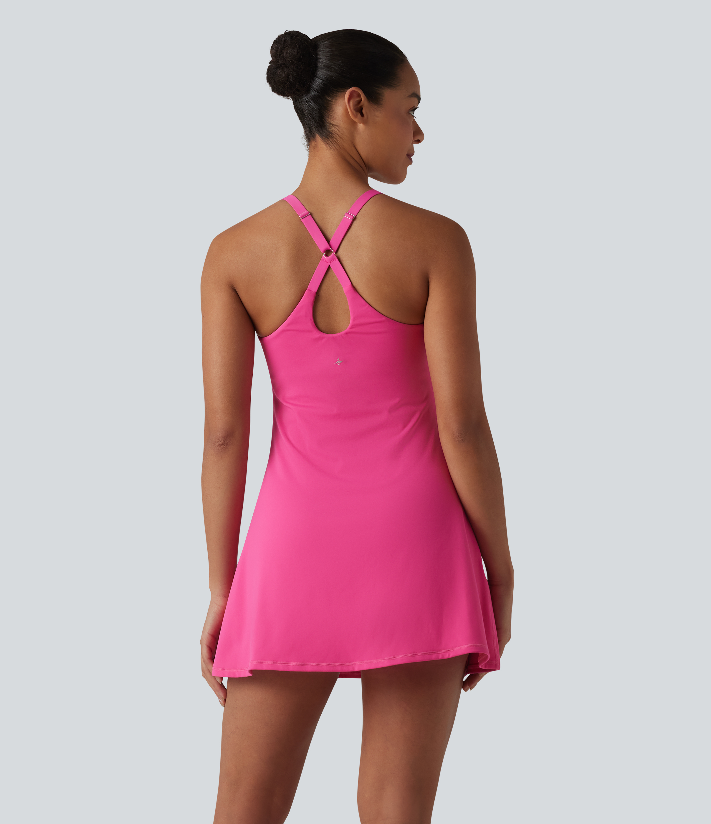 Fuchsia Purple SoftlyZero™ Plush Push-Up Adjustable Straps Crisscross Backless Built-in Bra Dance Active Dress E-G Cups-Easy Peezy Edition / 2