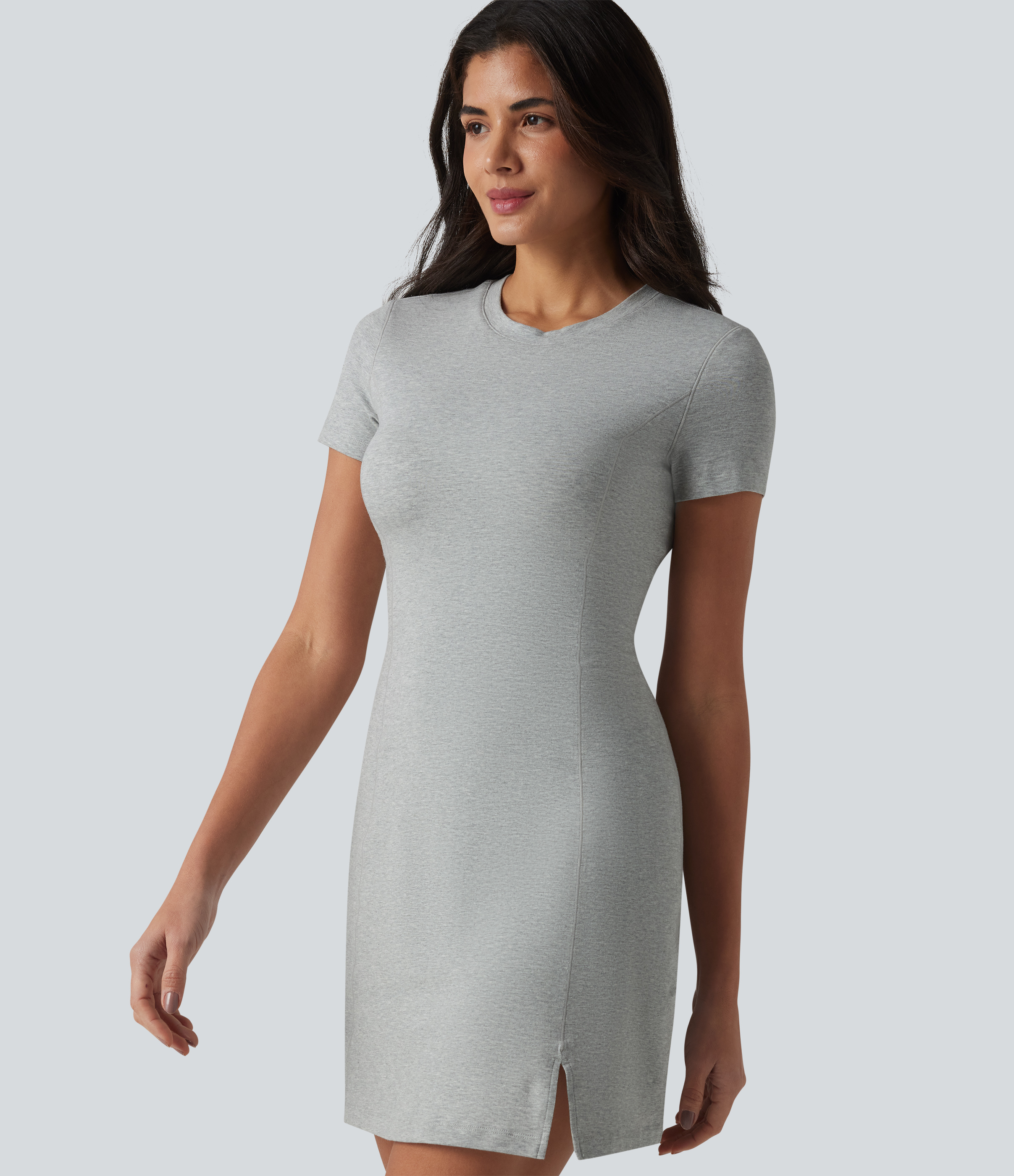Halara Cotton Jersey Round Neck Short Sleeve Built-in Bra Mini Casual Dress