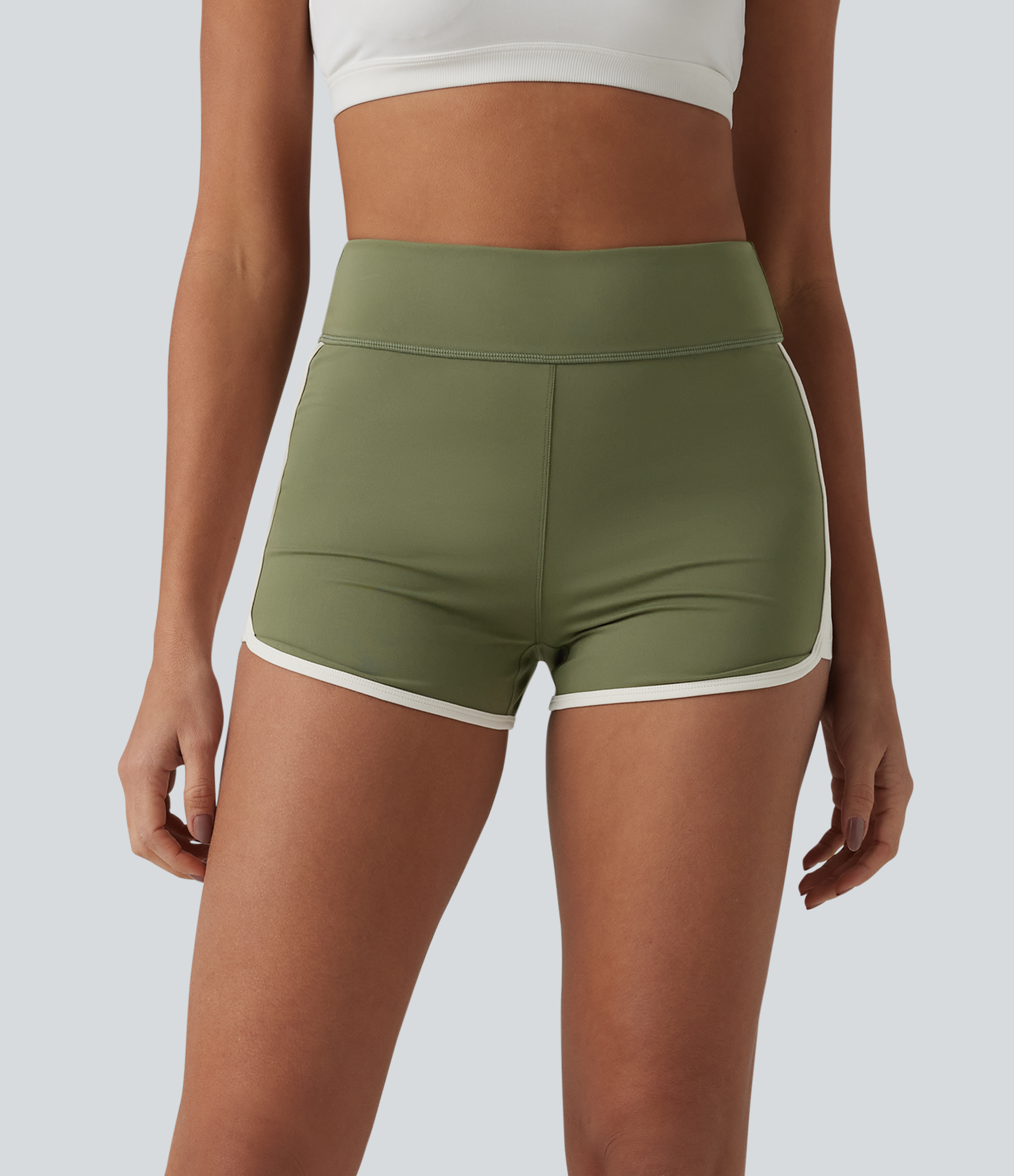 Loden Green Short de sport SoftlyZero™ Airy 6,5 cm taille haute effet frais InstantCool color block, avec poches, protection solaire UPF50+ / 2