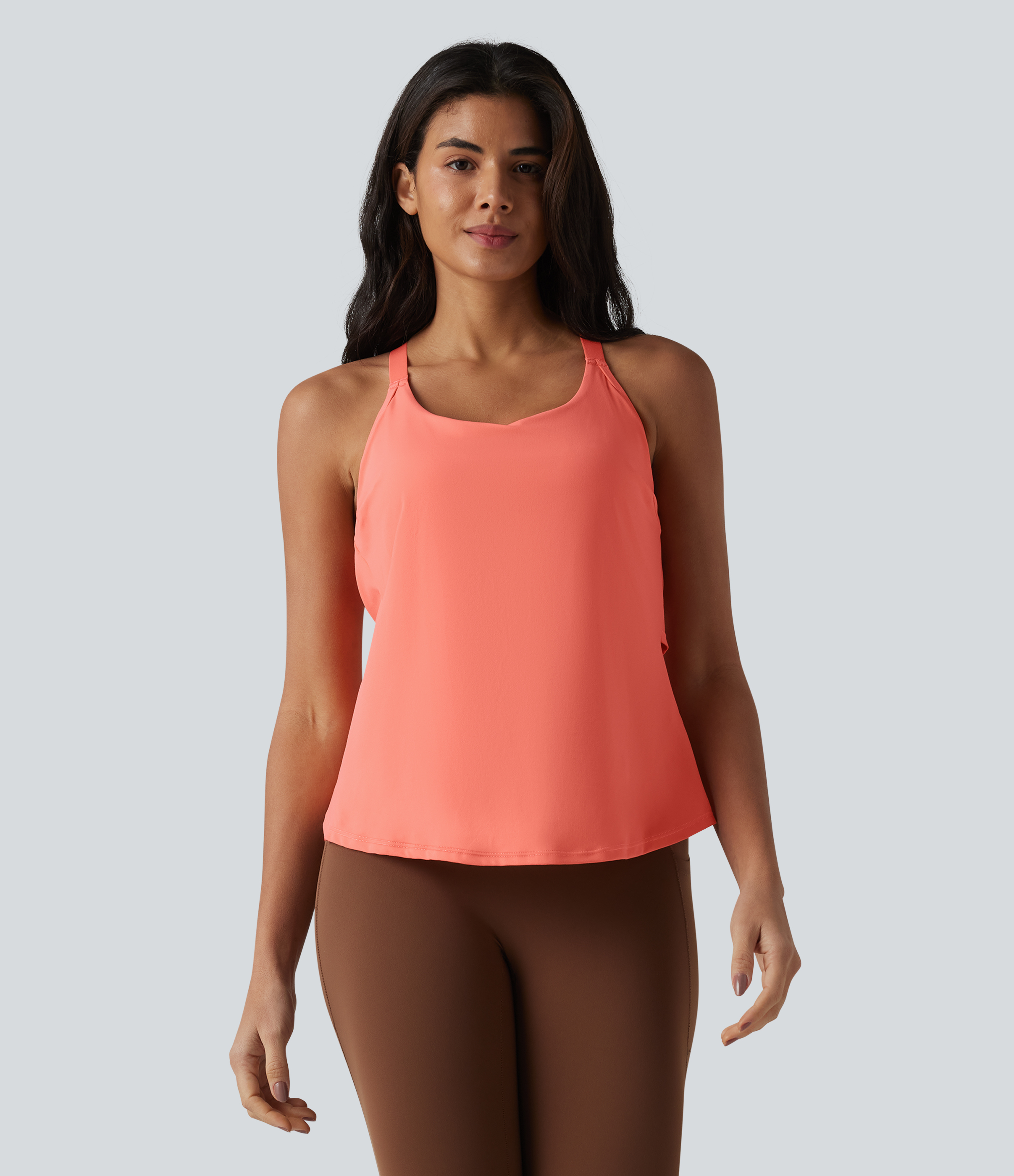 Fusion Coral Halara UltraSculpt™ débardeur d'entraînement avec soutien-gorge intégré, dos nu à bretelles croisées et boucle réglable / 2