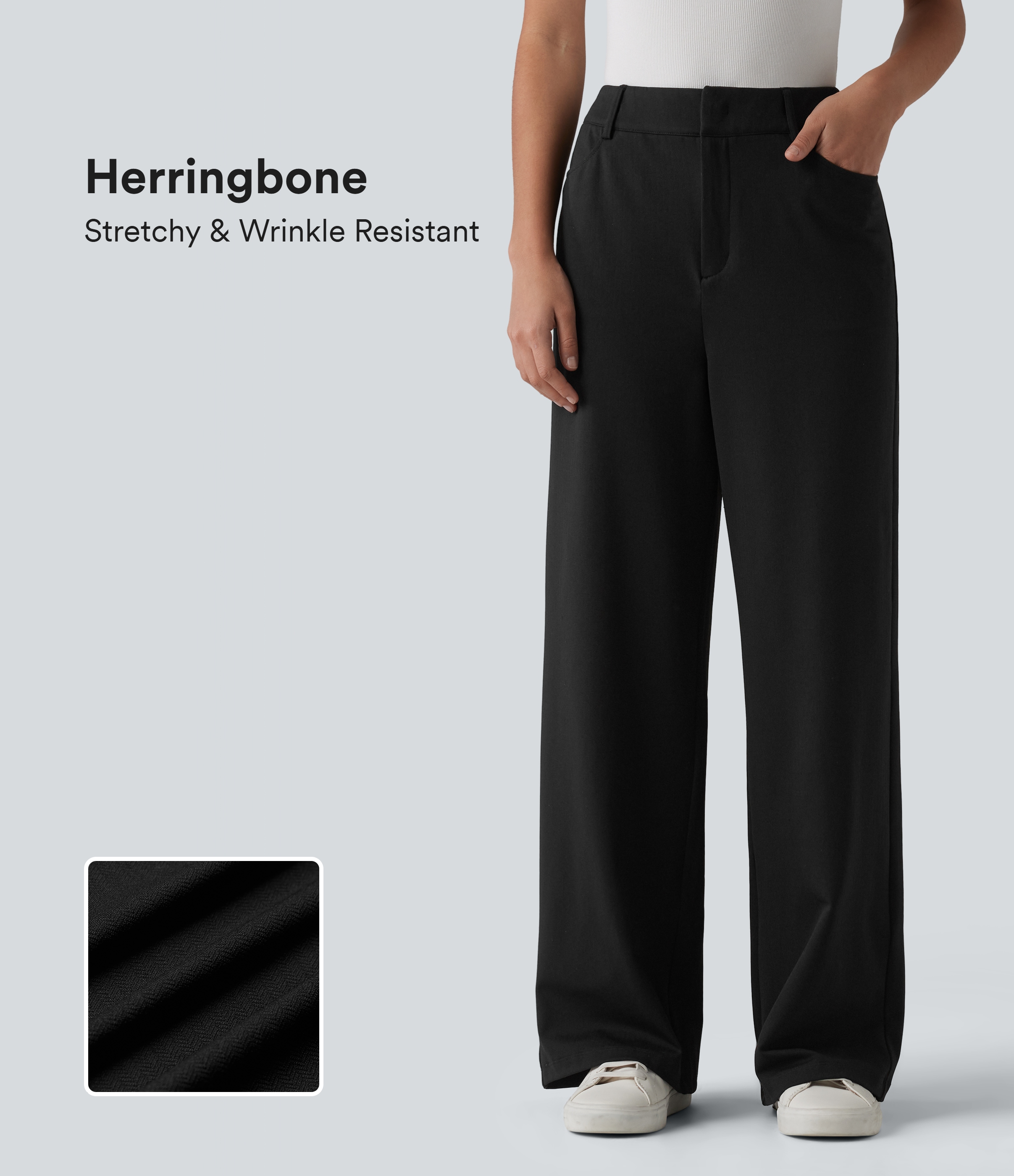 Halara Flex™ High-waisted Herringbone Suit Work Straight Leg Pants with Pockets