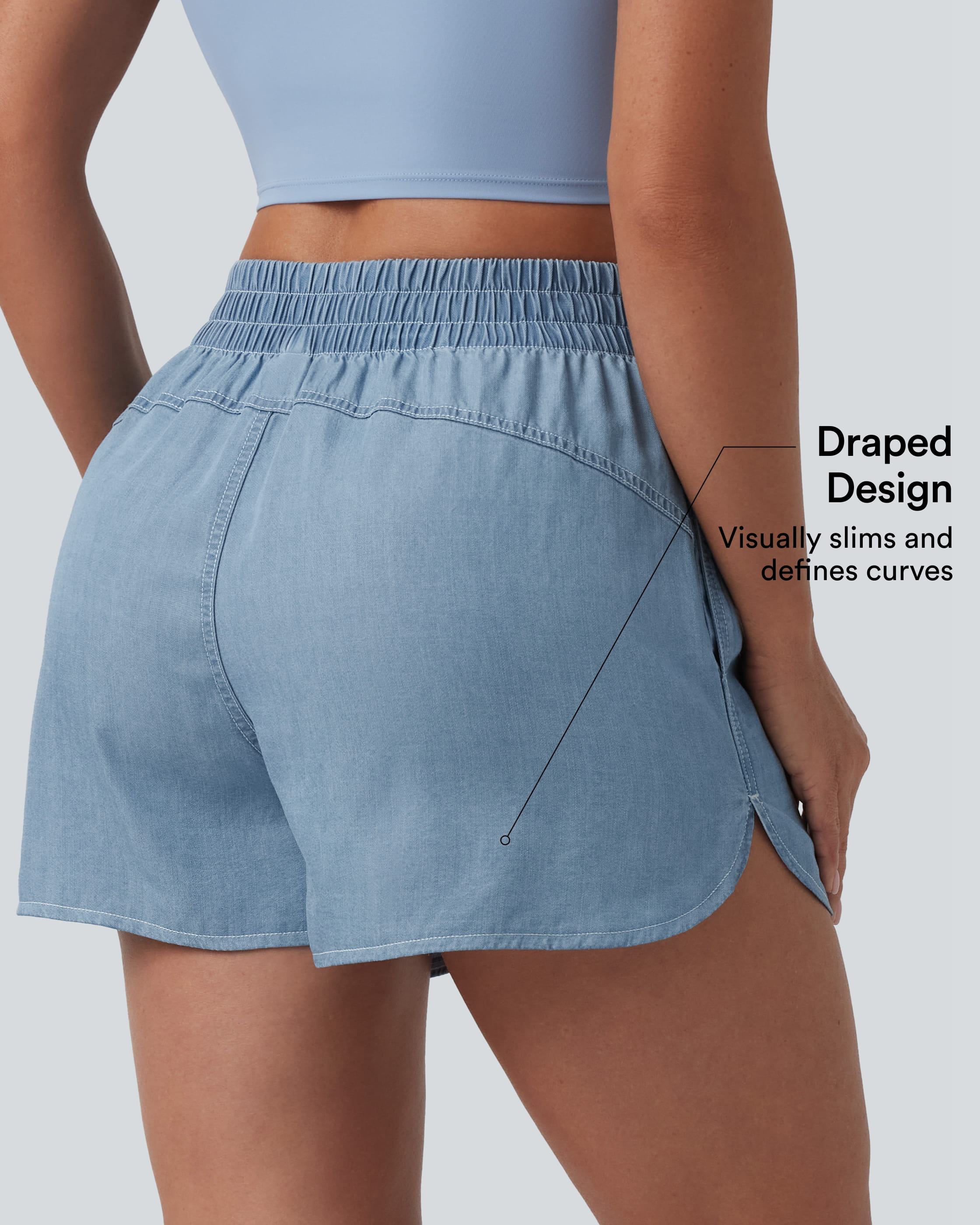 Malibu Blue Denim Halara Flex™ shorts décontractés en denim taille mi-haute 3,5'' avec poches / 2