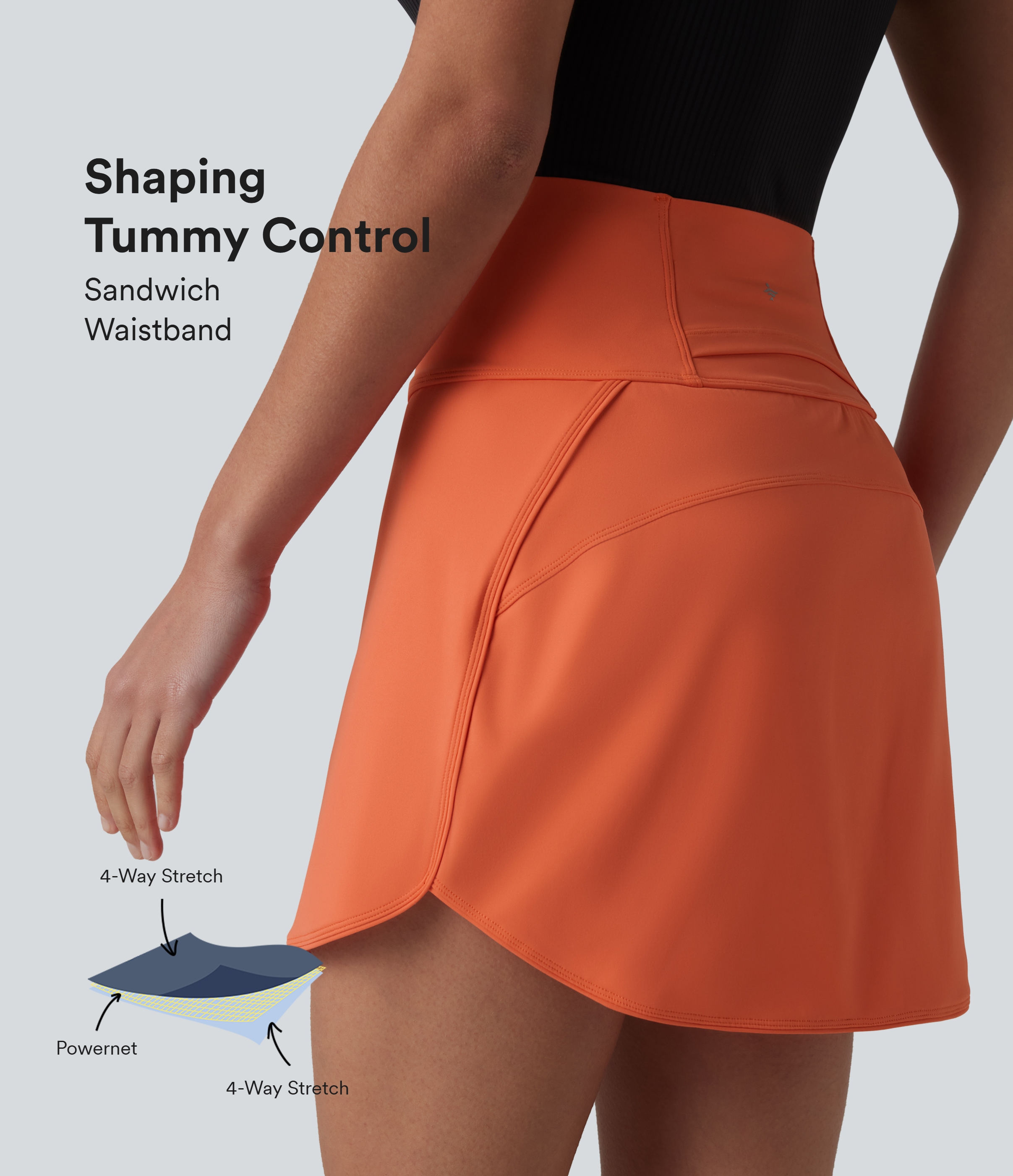 SoftlyZero™ Luftiger, ultrahoher Bund, Bauchkontrolle, abgerundeter Saum, 2-in-1 Golf-Minirock mit Taschen und kühlendem Griff