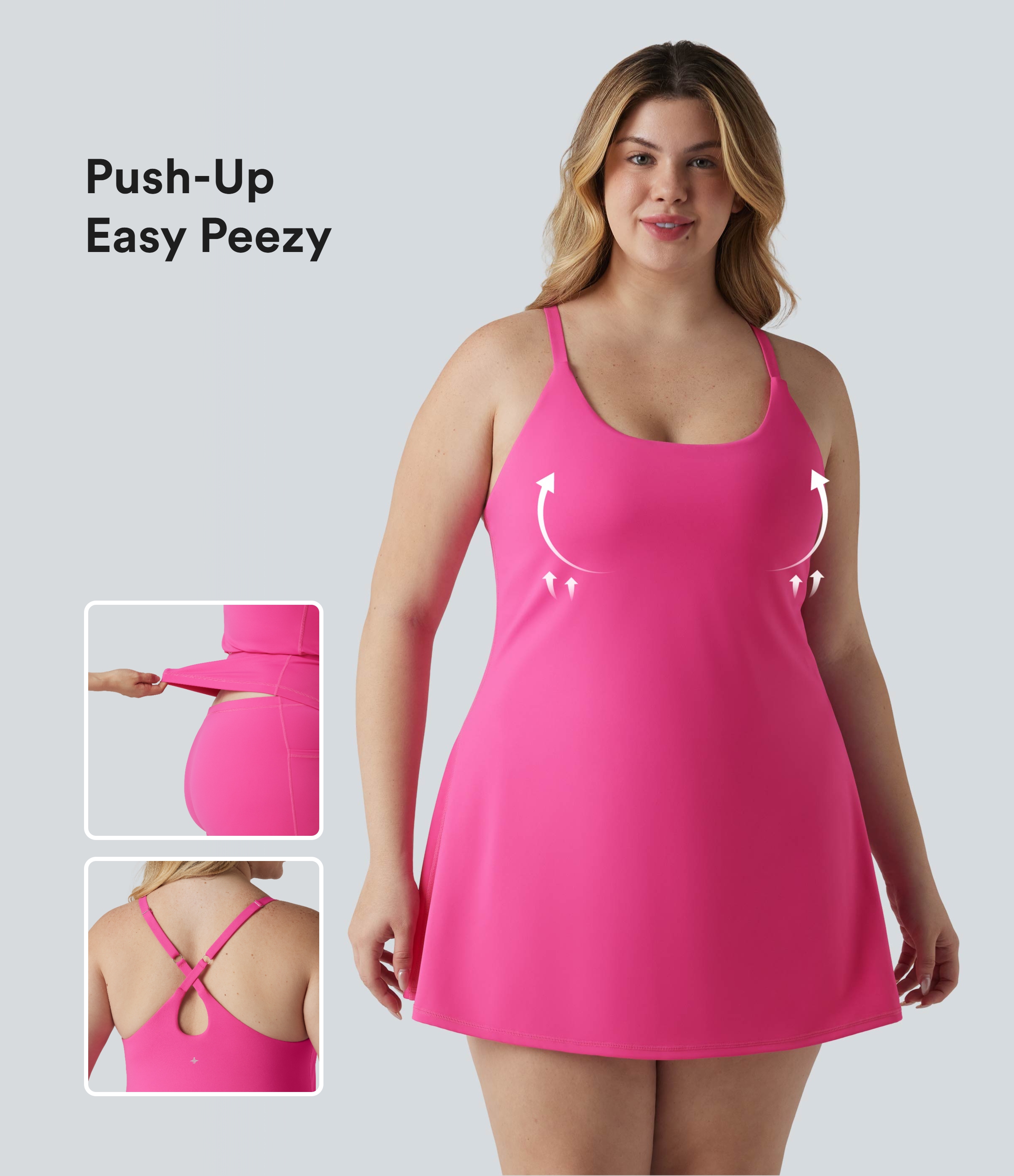 SoftlyZero™ Plush Push-Up Adjustable Straps Crisscross Backless Built-in Bra Dance Plus Size Active Dress-Easy Peezy Edition