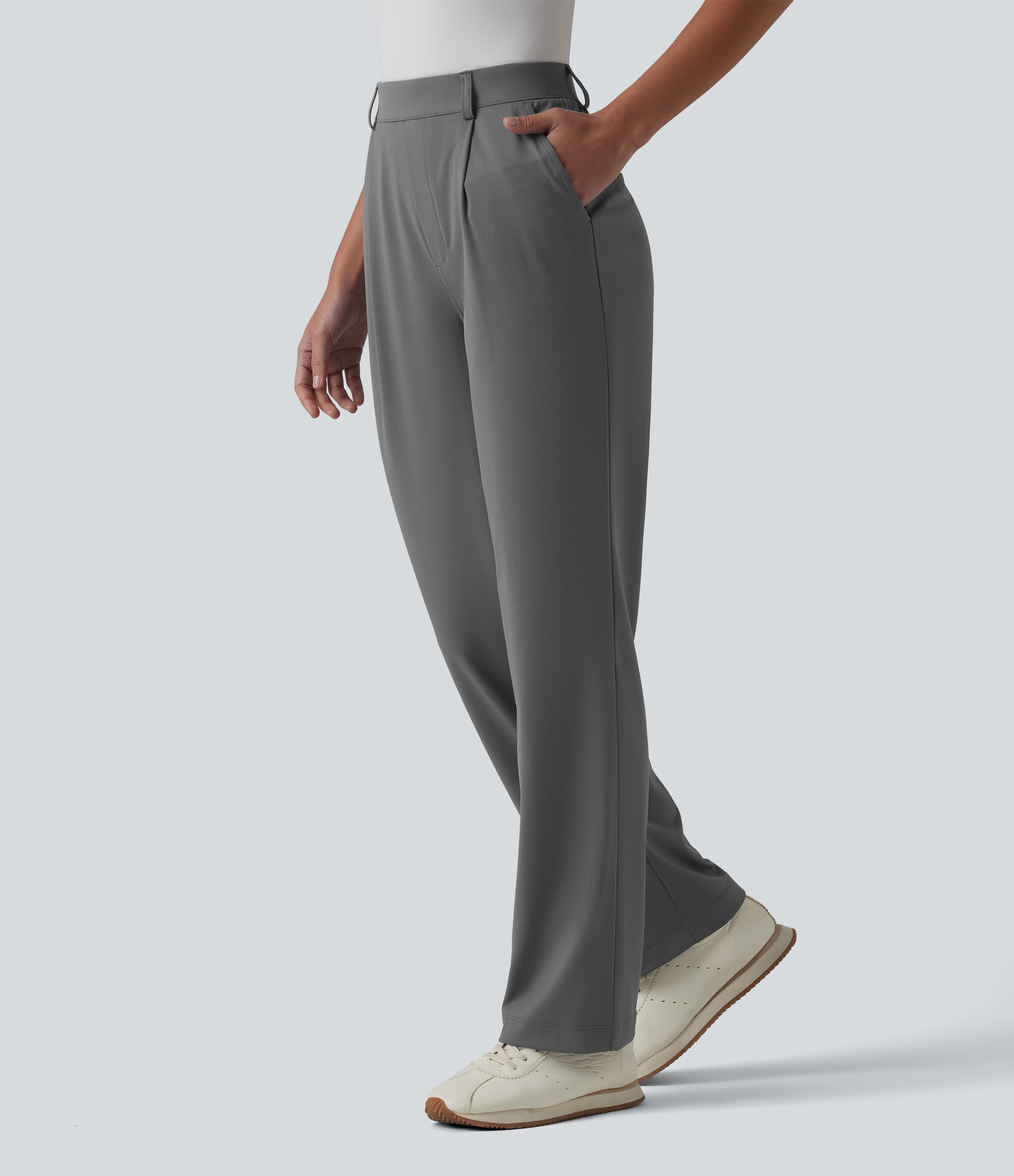 High Waisted Straight Leg Quick Dry Golf Pants with Pockets-UPF40+