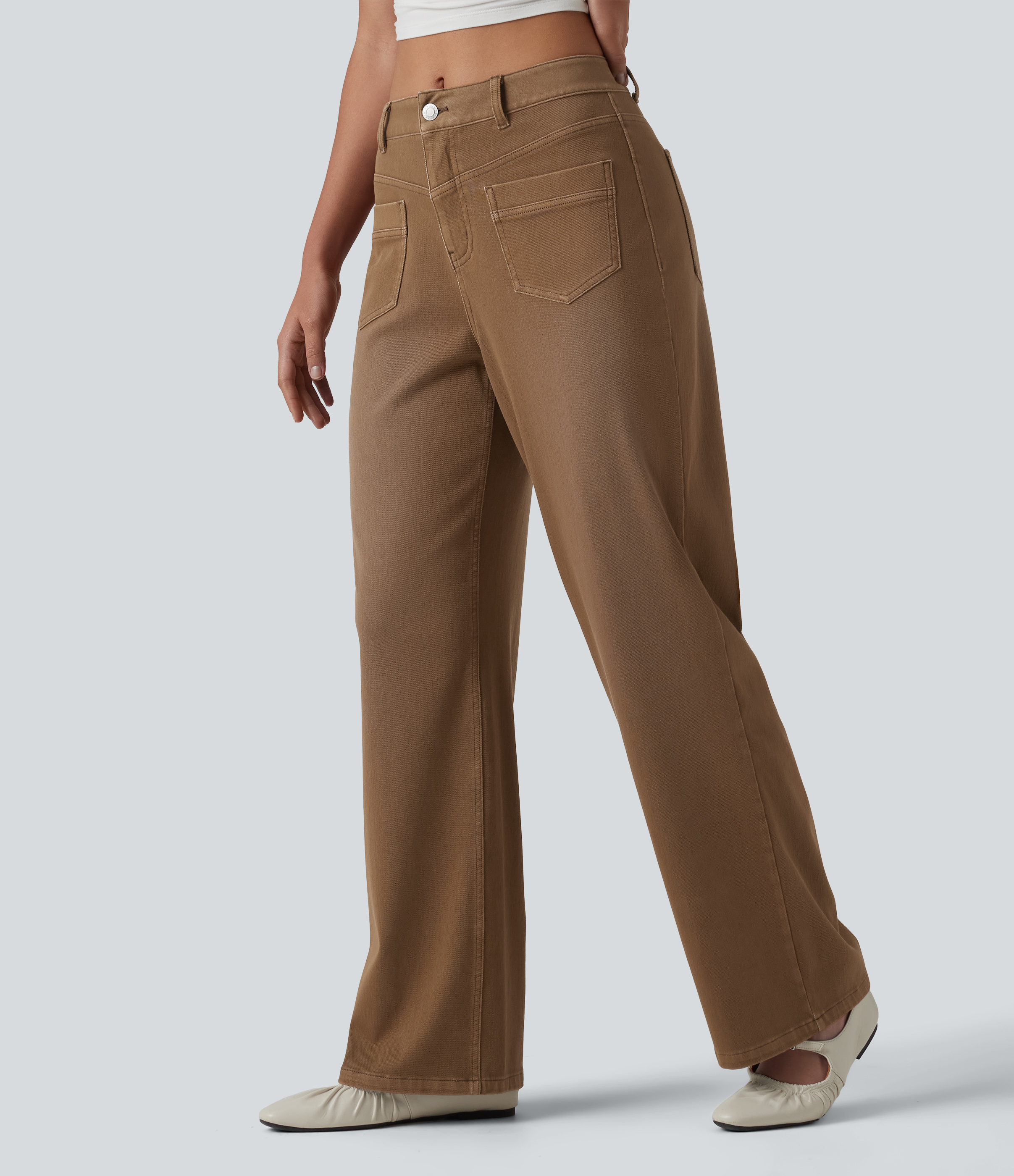 Halara Flex™ Mid Rise Straight Leg Colorful Casual Jeans with Pockets