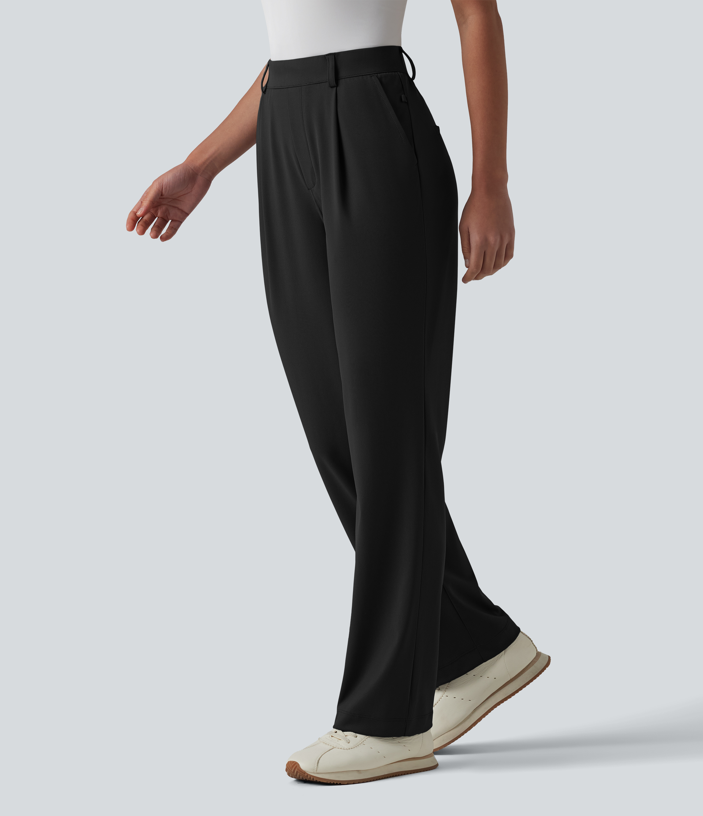 High Waisted Straight Leg Quick Dry Golf Pants with Pockets-UPF40+