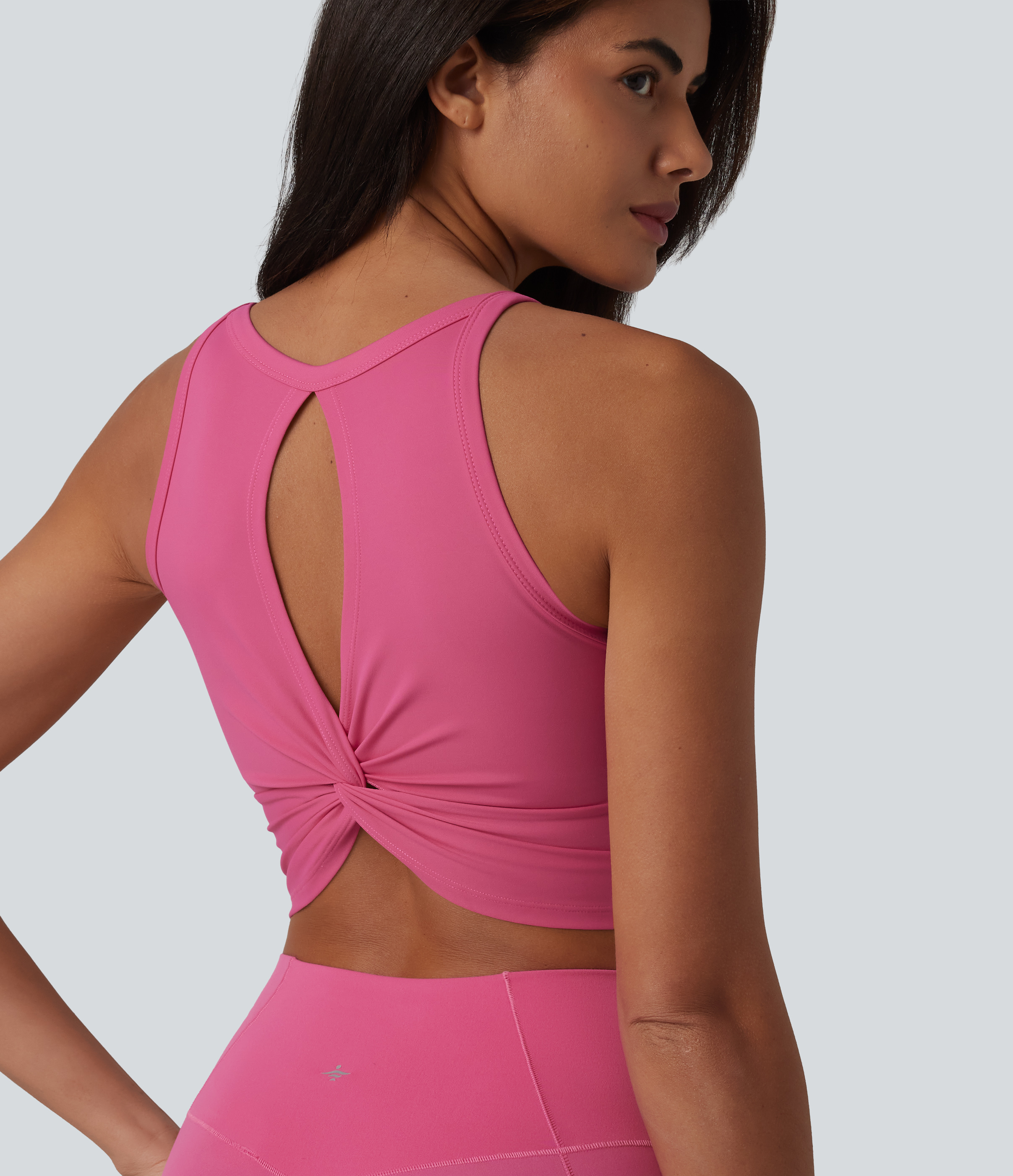 U Neck Built-in Bra Cut Out Cropped Yoga Tank Top