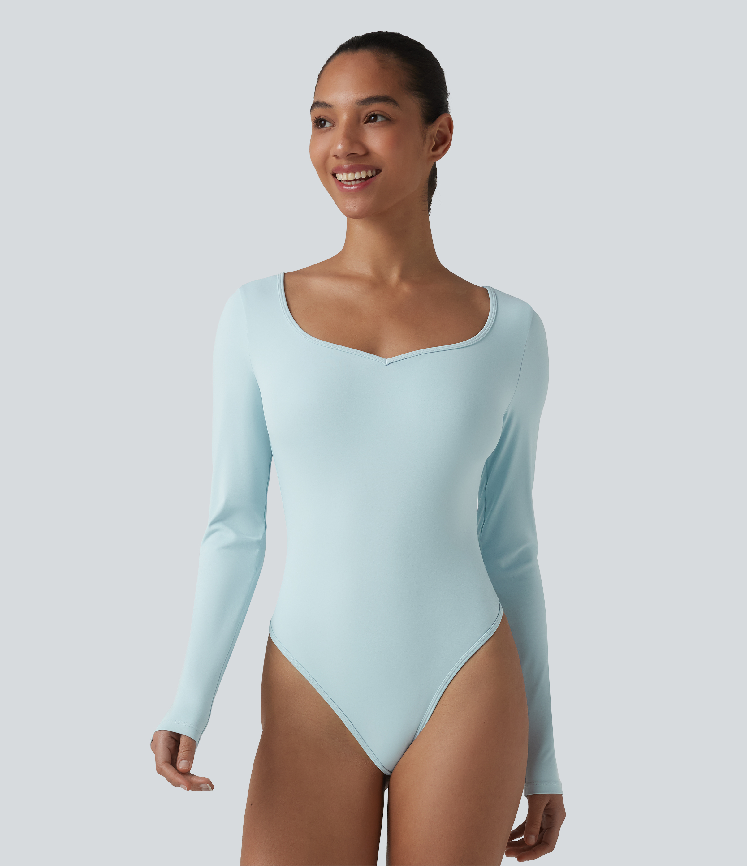 Langärmliger, figurbetonter Freizeitbody