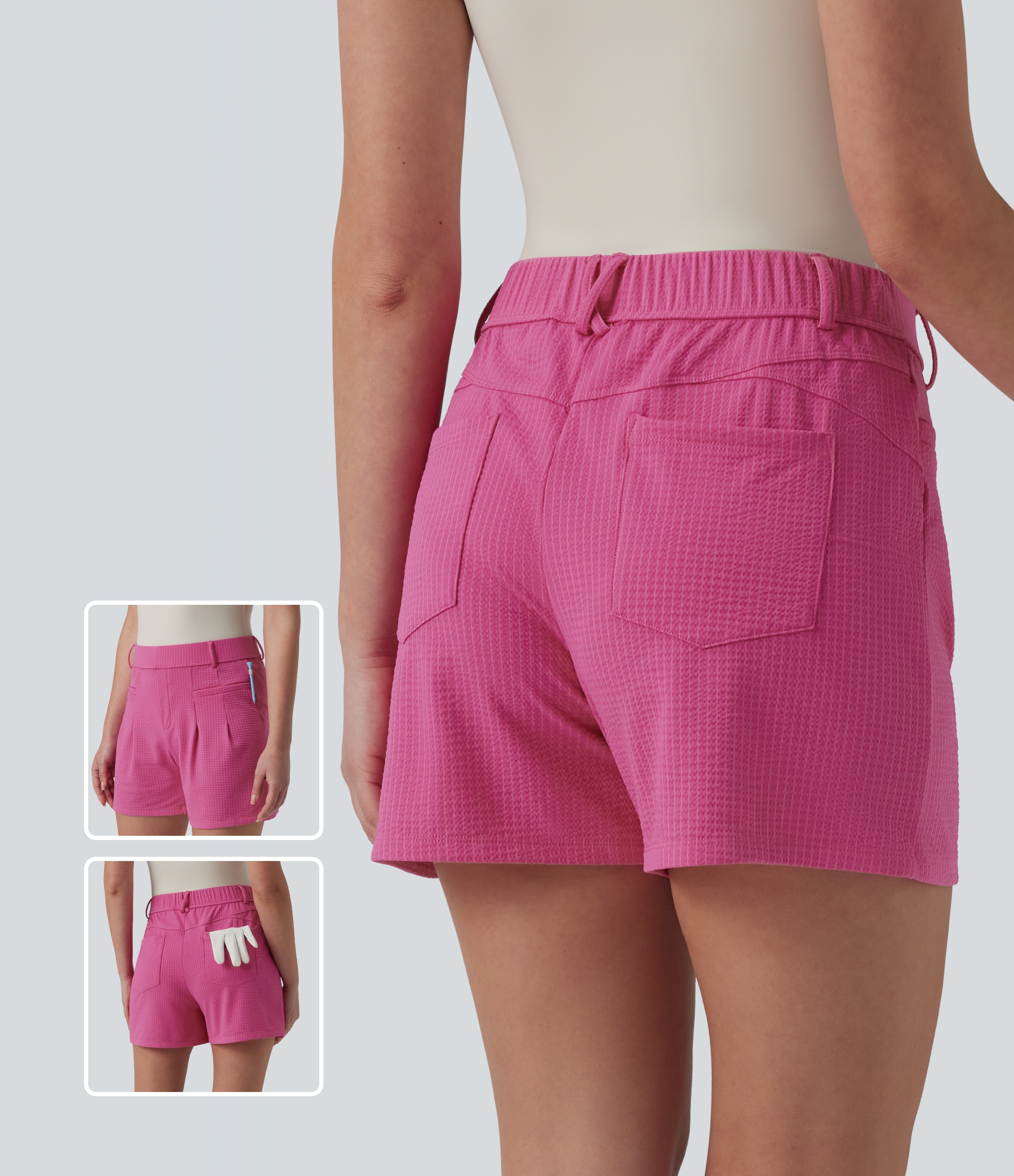 High Waisted Quick Dry Golf Shorts with Pockets-UPF40+