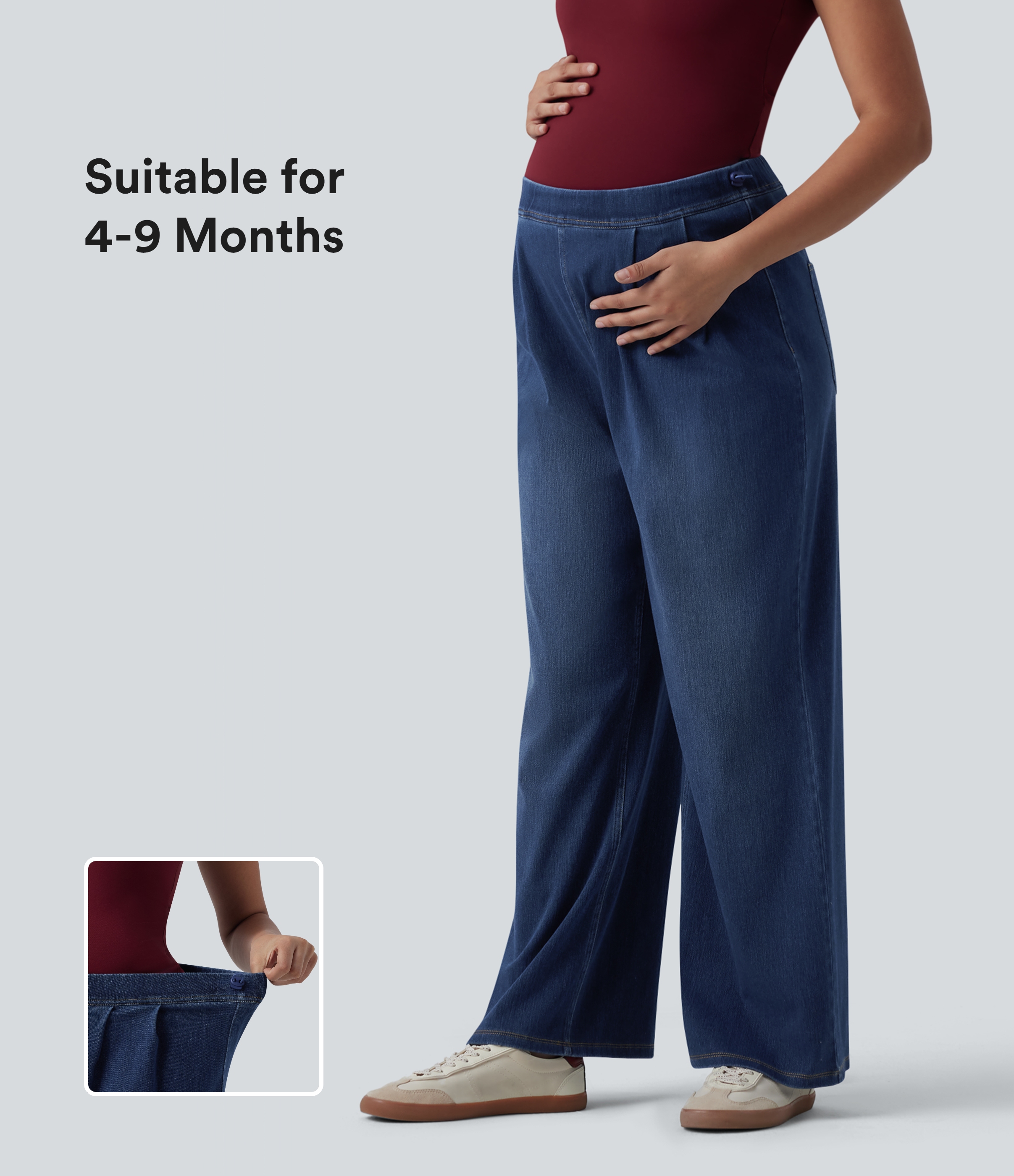 Halara Flex™ High Waisted Wide Leg Casual Maternity Jeans with Pockets
