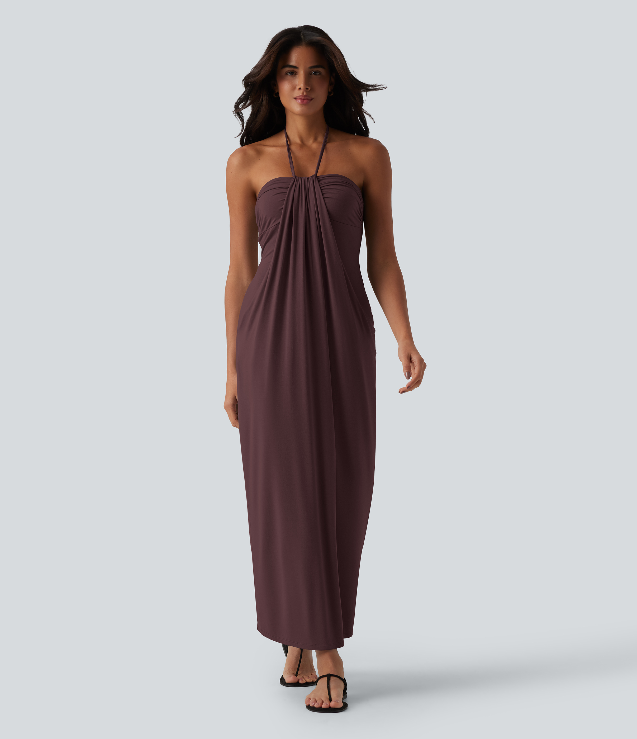 Women's Halter Tie Back Maxi Dress with Pockets - Halara