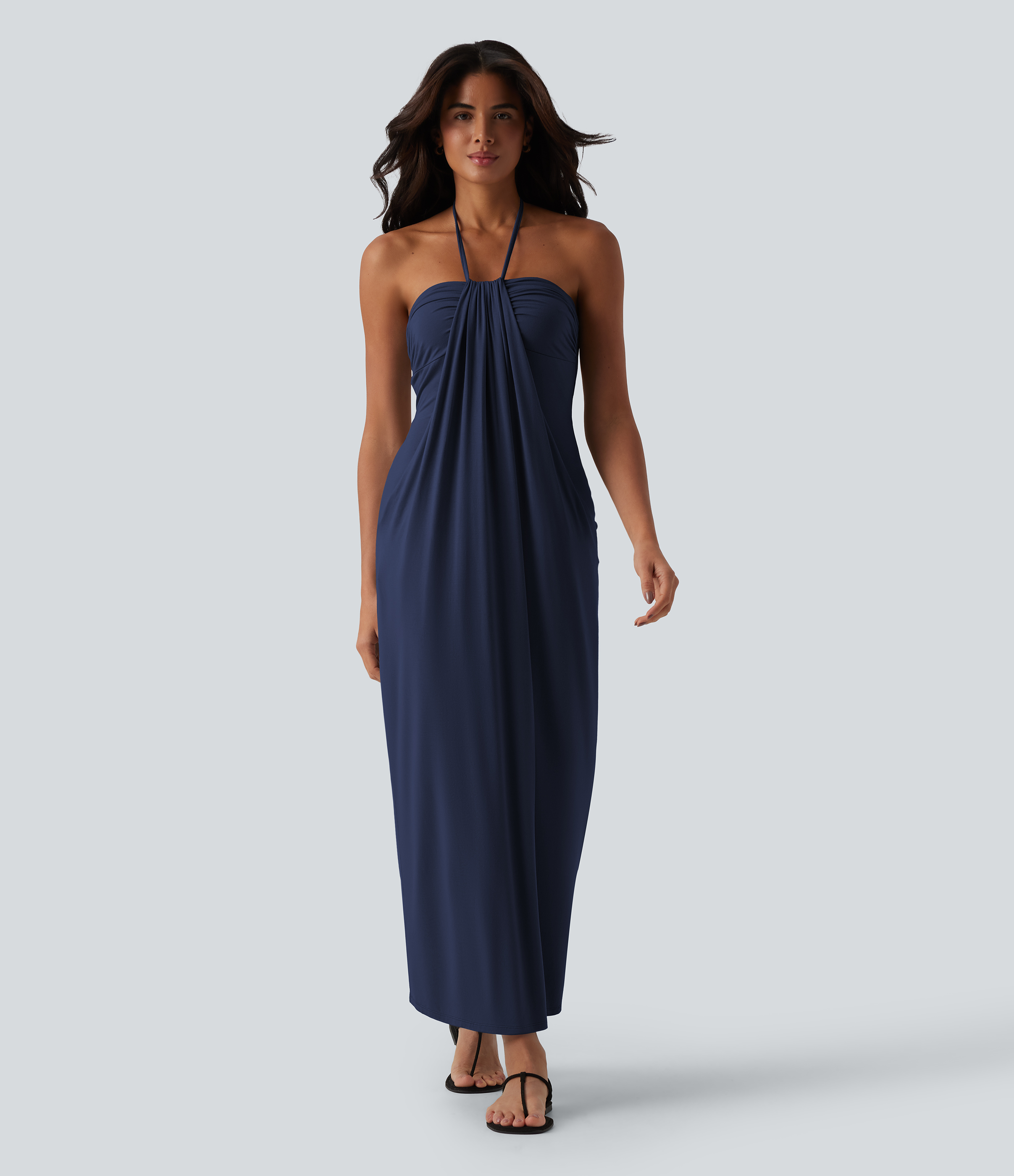 Women's Halter Tie Back Maxi Dress with Pockets - Halara