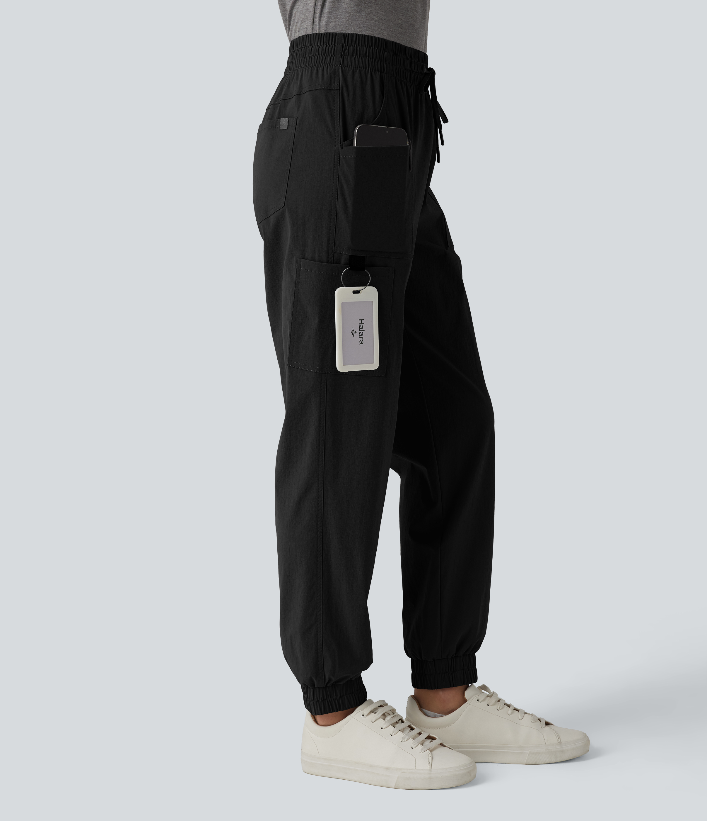 Mid Rise Drawstring Casual Cargo Joggers with Pockets