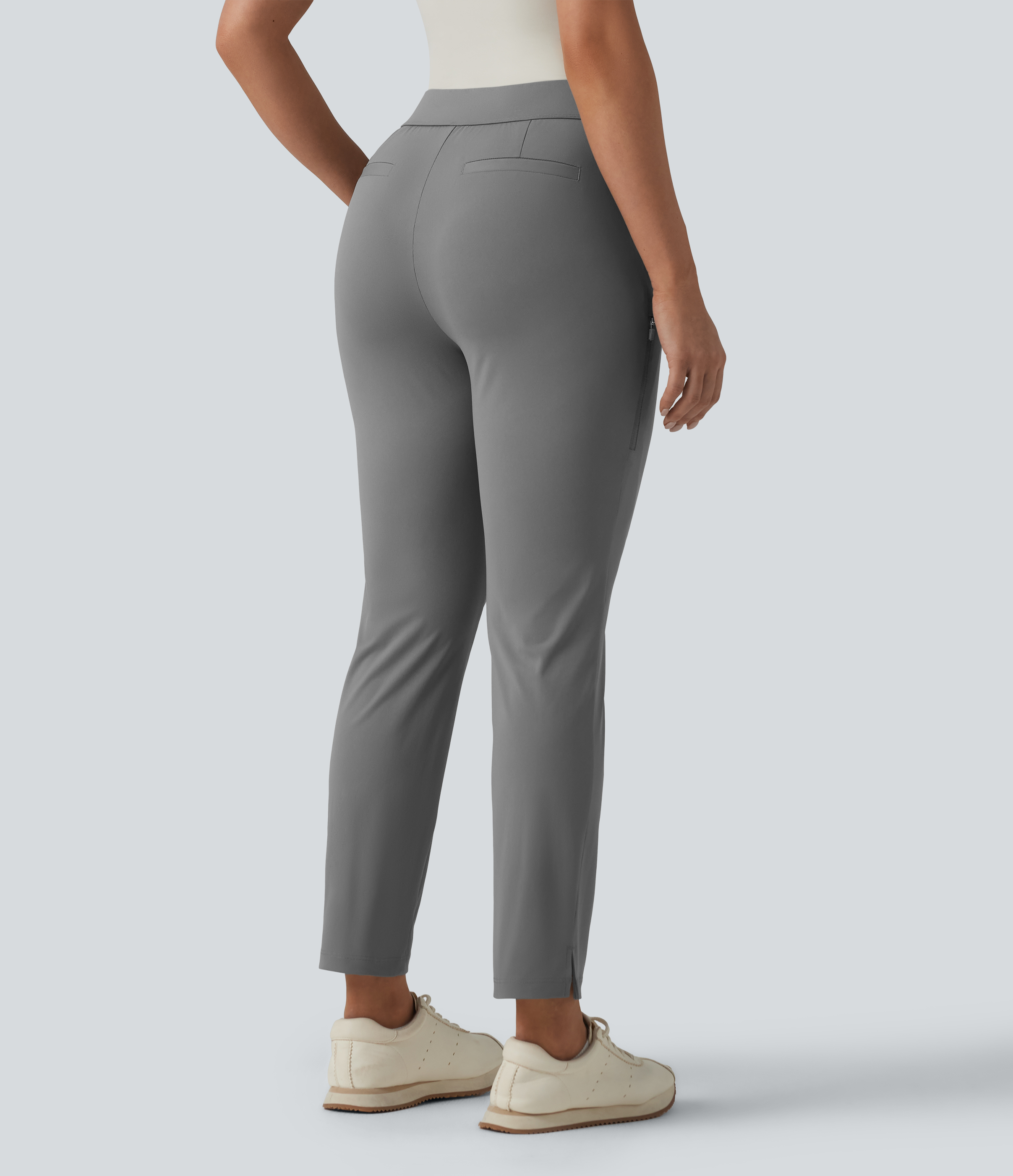 Mirage Gray High Waisted Tapered Golf Pants with Pockets / 2