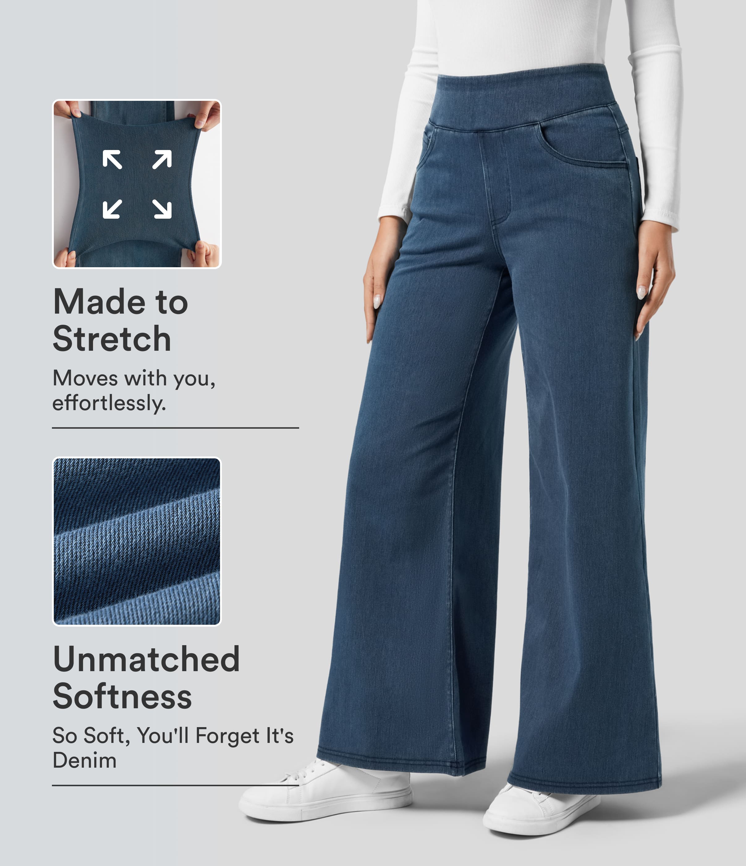 Halara Flex™ High Waisted Pockets Wide Leg Loose Work Jeans