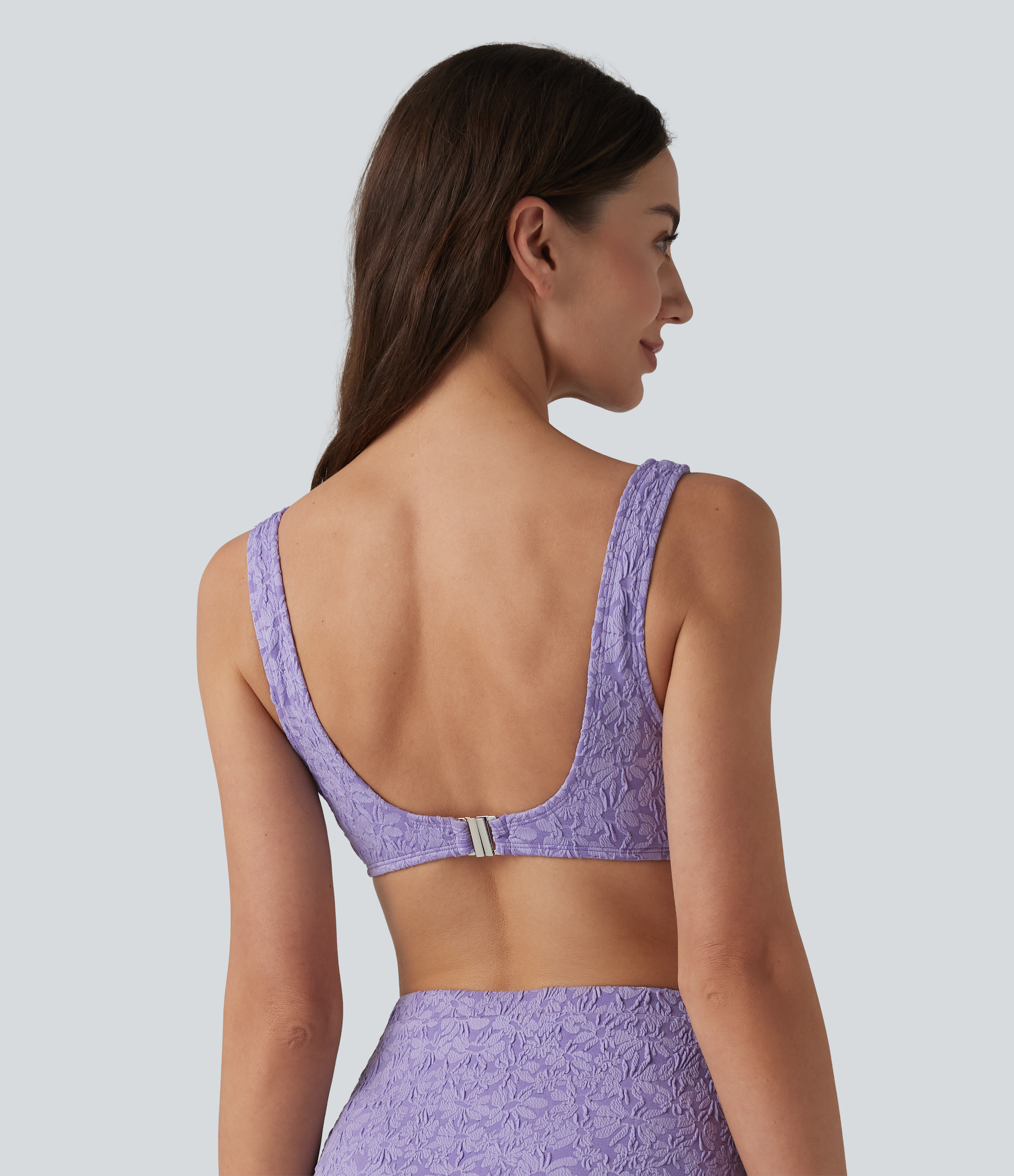 Purple Rose Jacquard-bikinitop med dyb V-udskæring / 2