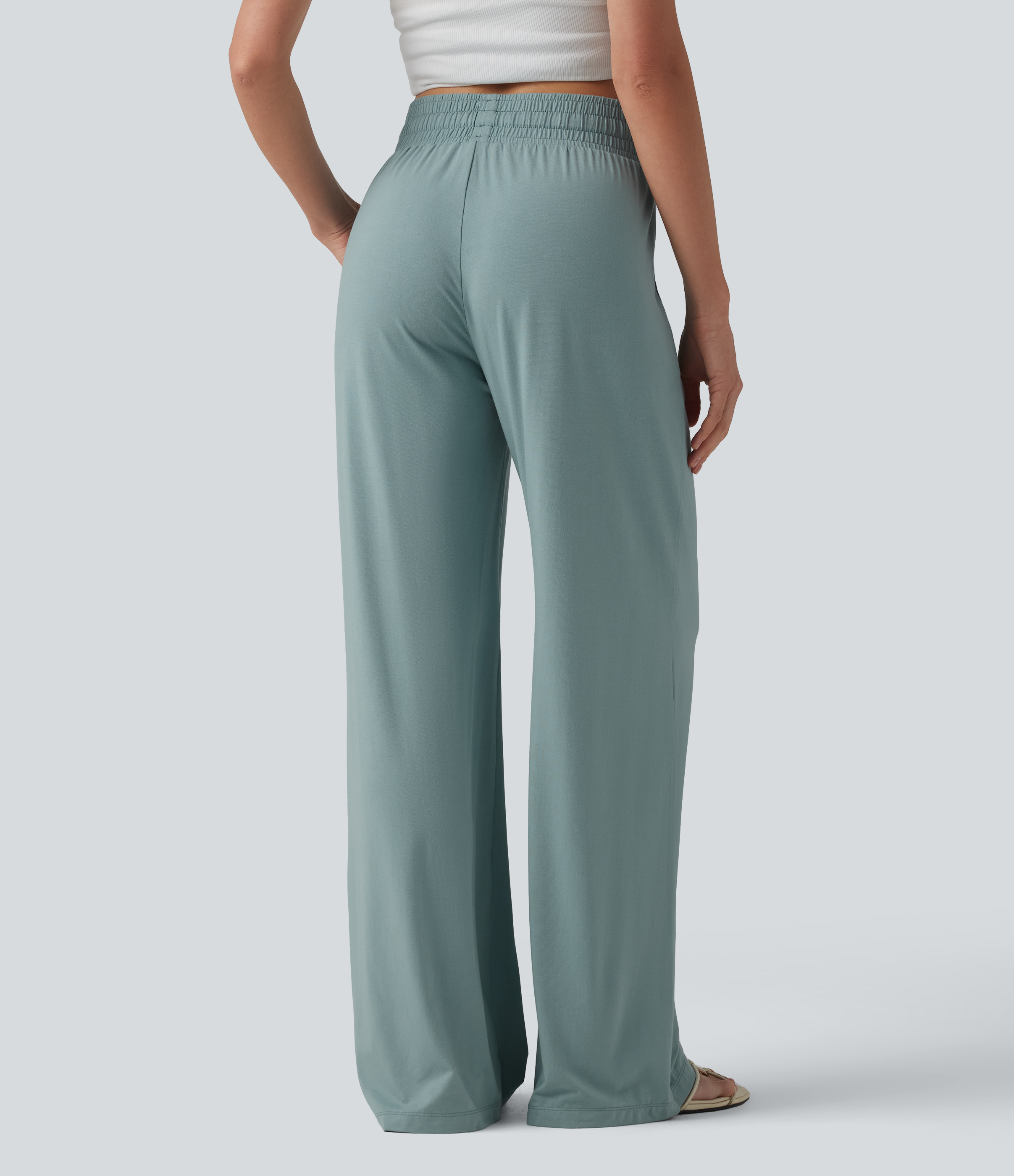 Clear Green Lässige Baggy-Hose mit mittelhohem Bund, Seitentaschen und Kordelzug / 2