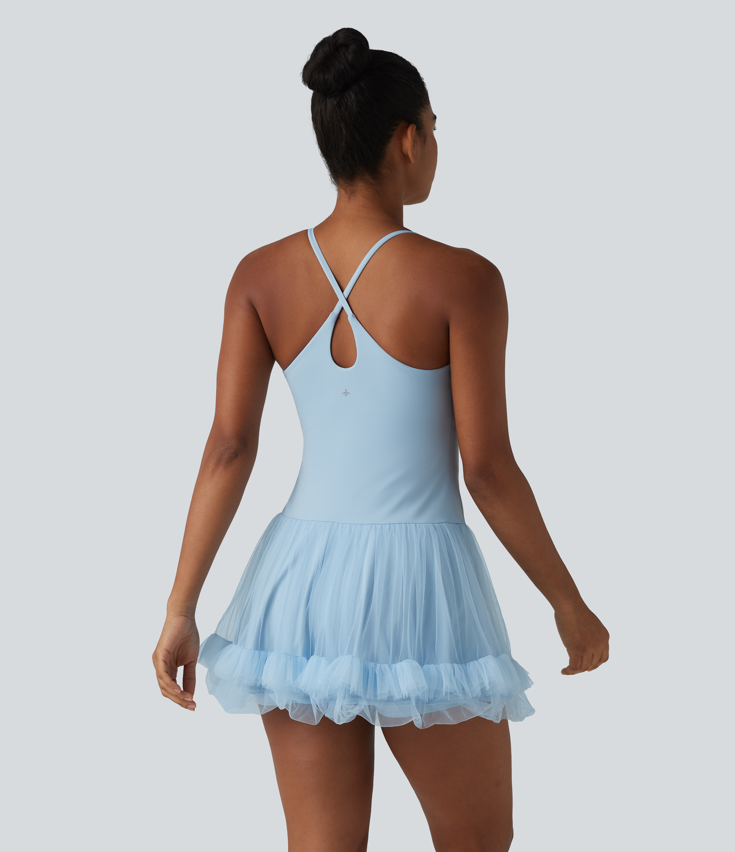Wathet Blue Robe mini de sport 2 en 1 avec brassière intégrée en maille contrastée avec poches - Édition Easy Peasy / 2