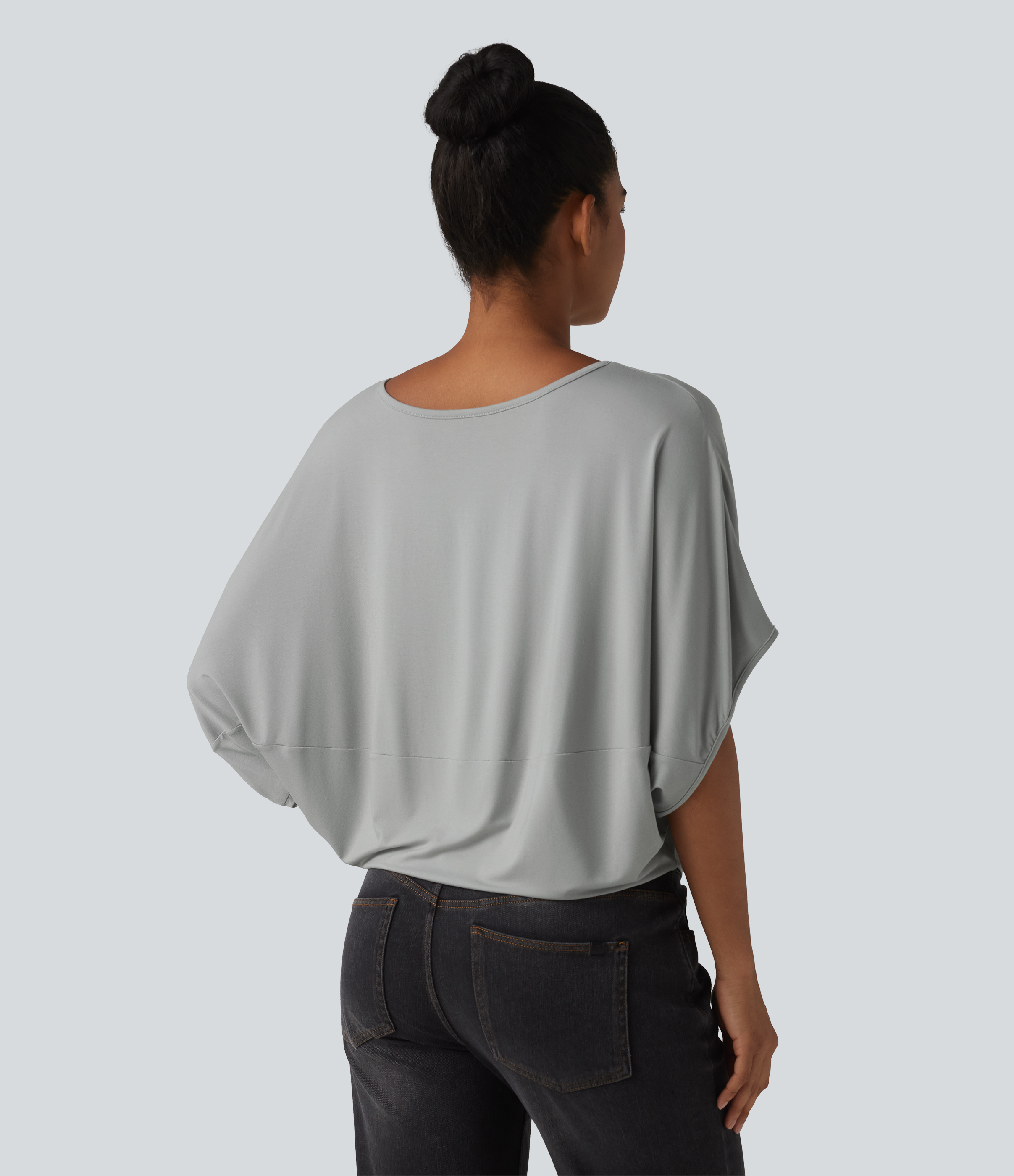 Pigeon Round Neck Batwing Sleeve Relaxed Casual Top / 2