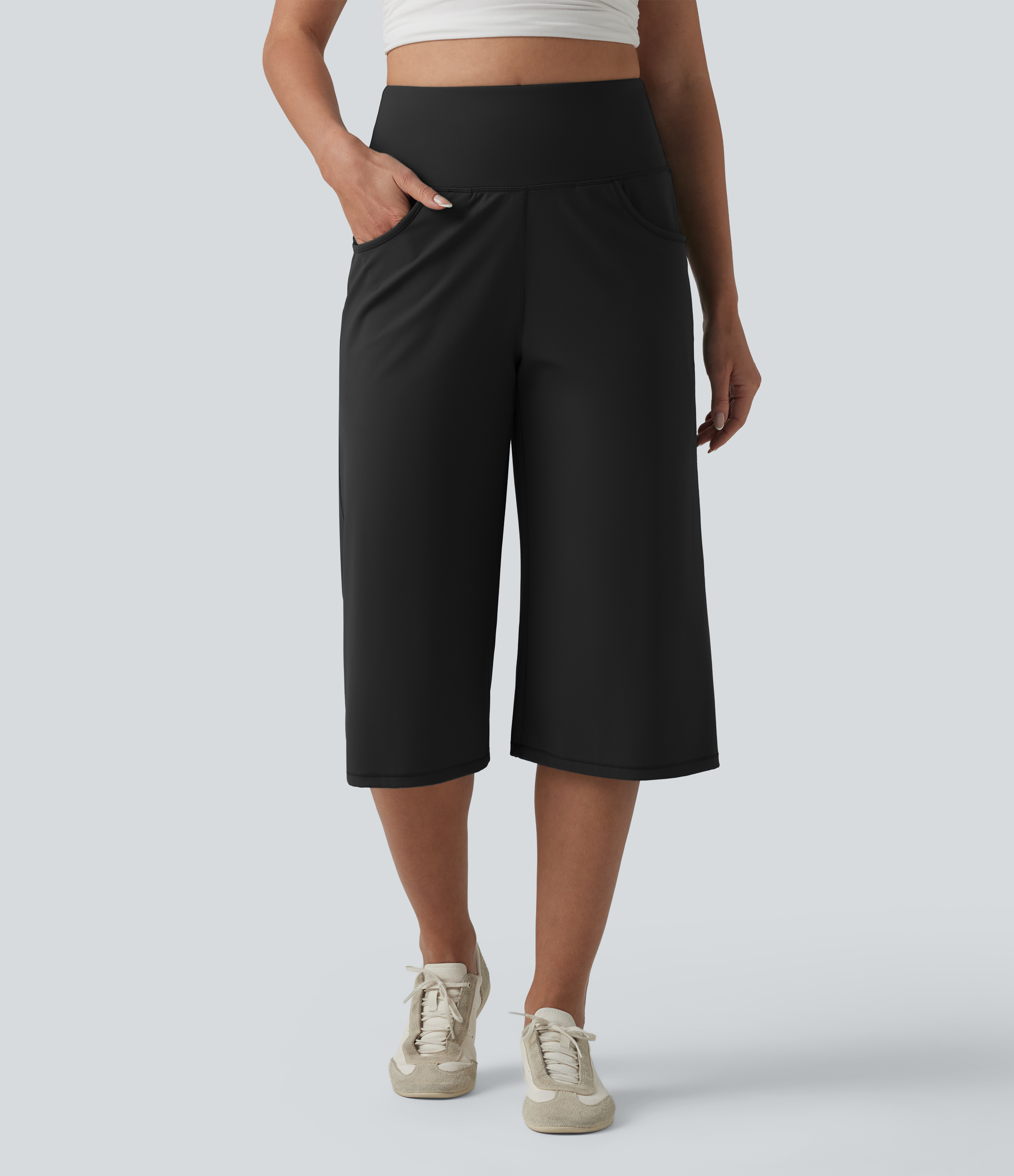 SoftlyZero™ Airy High Waisted Tummy Control Cool Touch Casual Capri Baggy Pants with Pockets