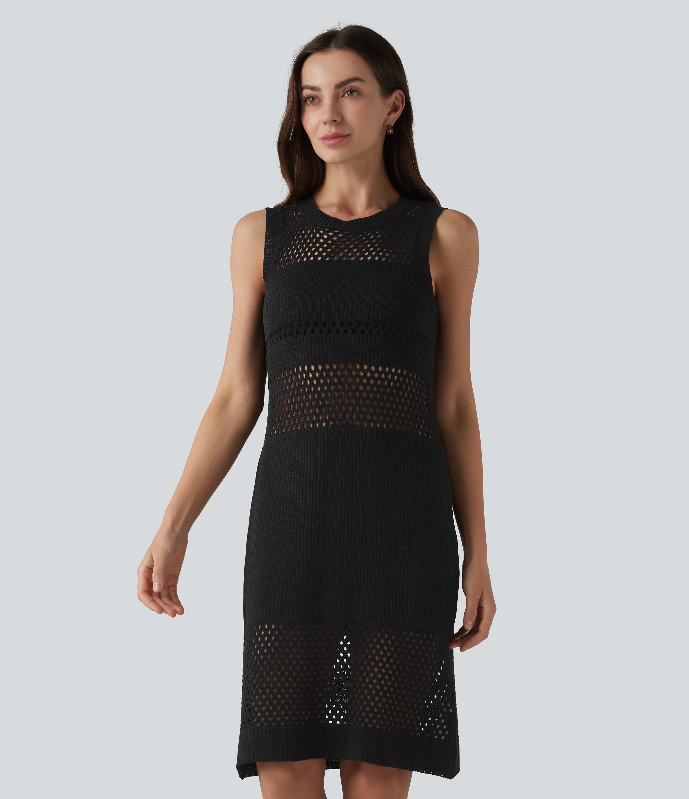 Round Neck Sleeveless Cut Out Mini Dress