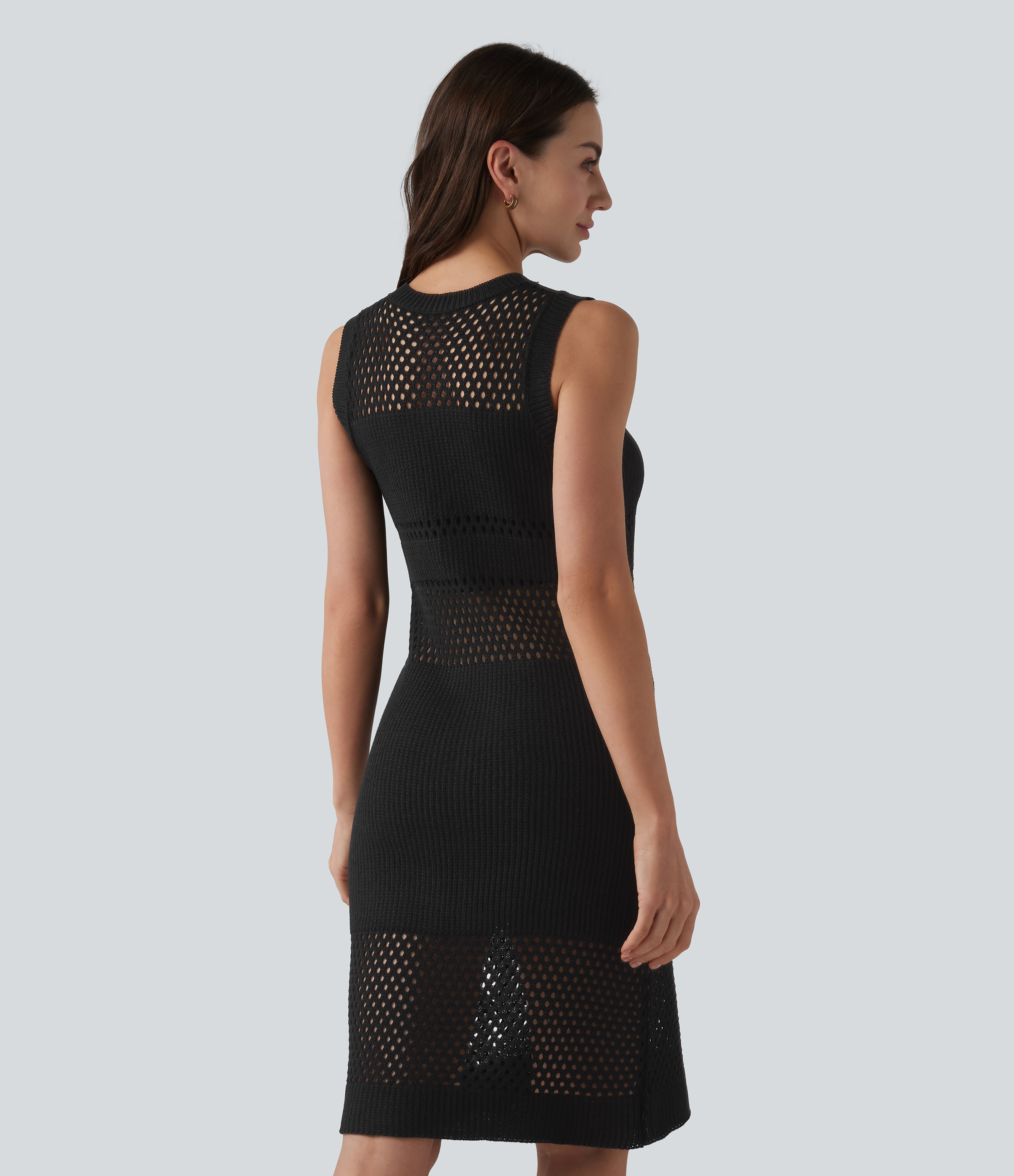 Black Round Neck Sleeveless Cut Out Mini Dress / 2
