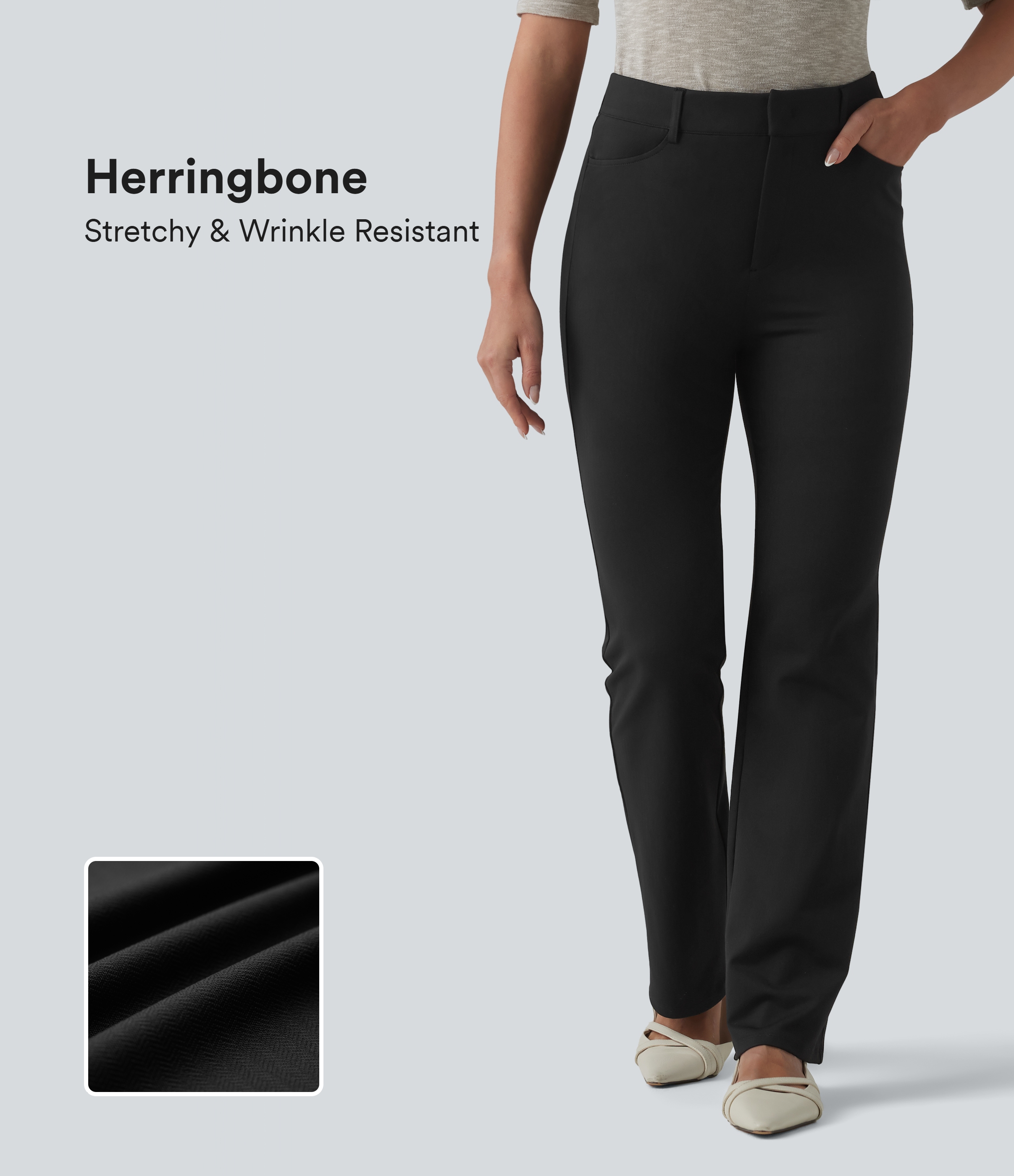Halara Flex™ High-waisted Herringbone Suit Work Bootcut Pants with Pockets