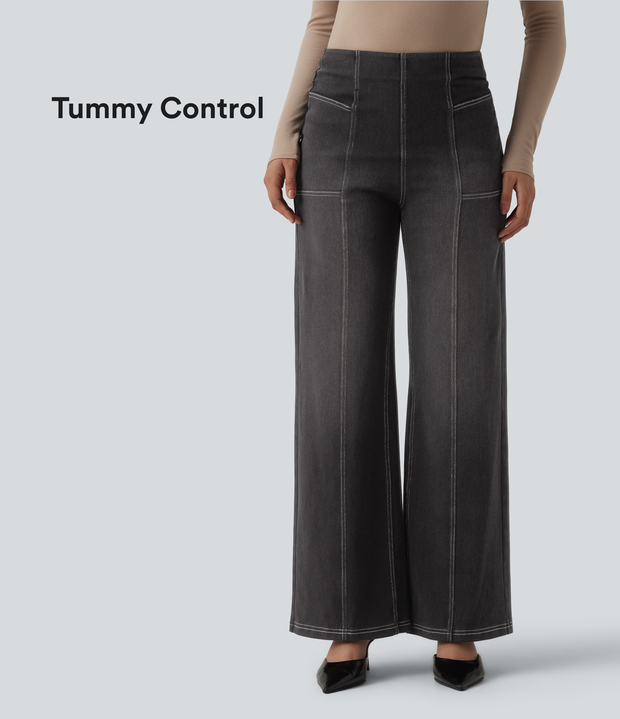 Halara Flex™ Jean large décontracté taille haute ventre plat avec poches