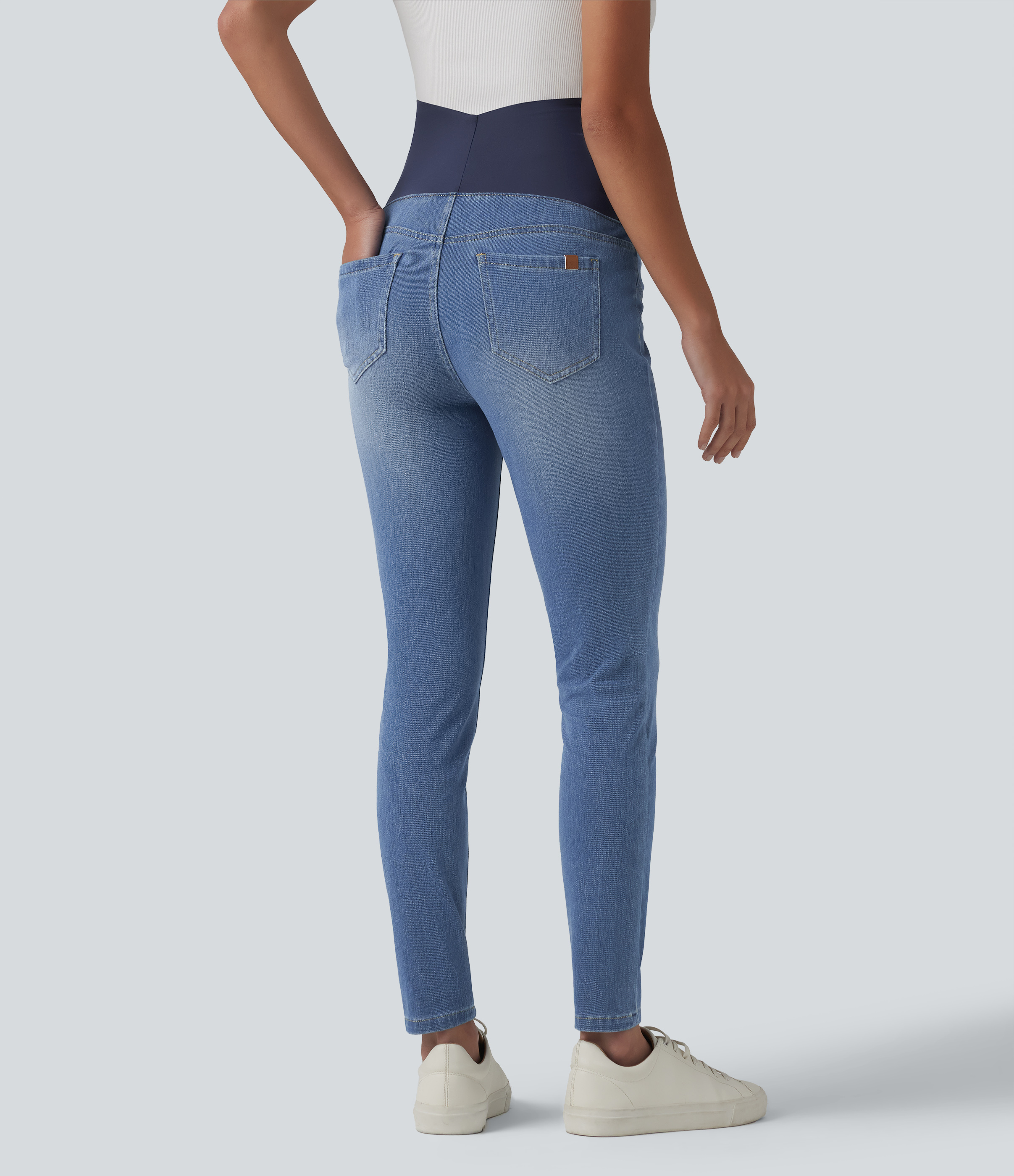 Malibu Blue Denim Halara Flex™ Jean skinny de maternité 7/8 taille super haute avec poches / 2