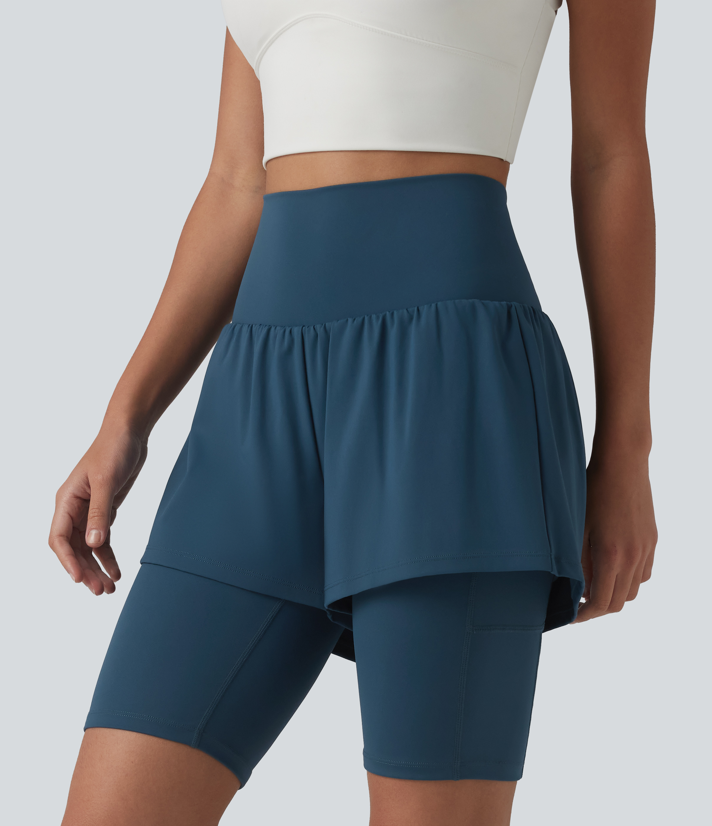 SoftlyZero™ Airy Super High Waisted 2-in-1 InstantCool Yoga Shorts 9'' with Pockets