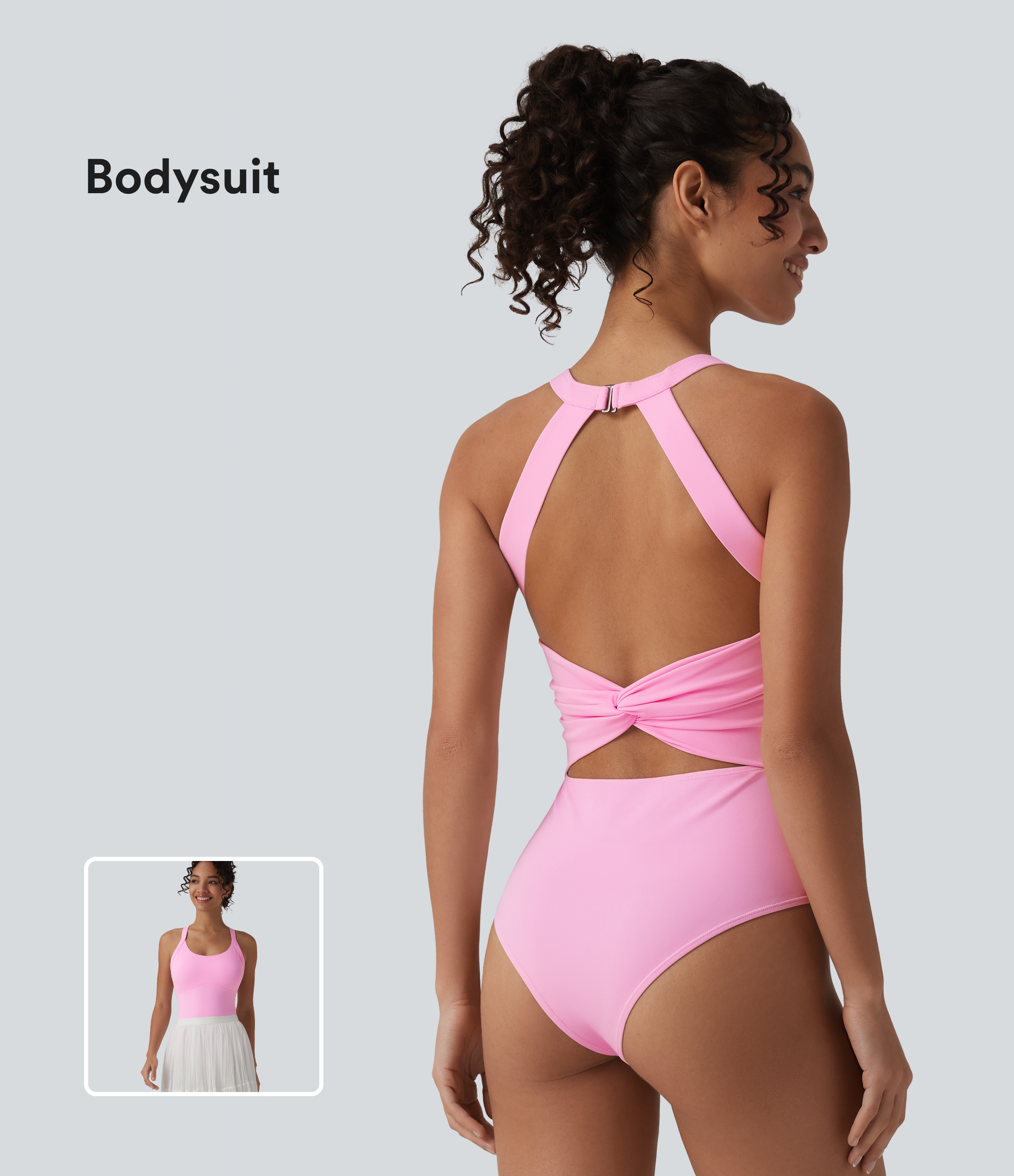 Body casual SoftlyZero™ Airy col U sans manches dos torsadé ouvert toucher frais avec boucle réglable et soutien-gorge intégré